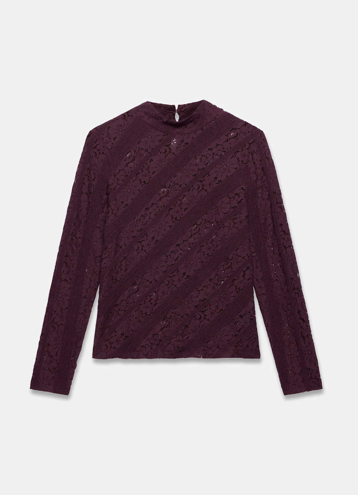Burgundy Lace High Neck Top