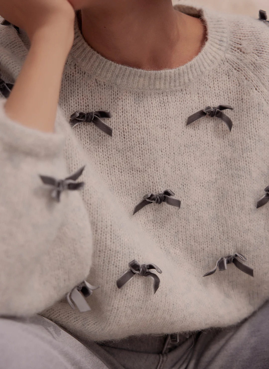 1984-grey-alpaca-blend-bow-detail-jumper-4.webp Grey Alpaca Blend Bow Detail Jumper