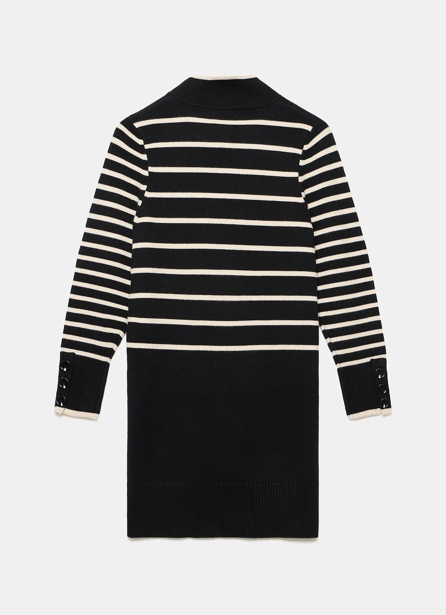 1998-black-striped-scarf-detail-knit-mini-dress-8.webp Black Striped Scarf Detail Knit Mini Dress