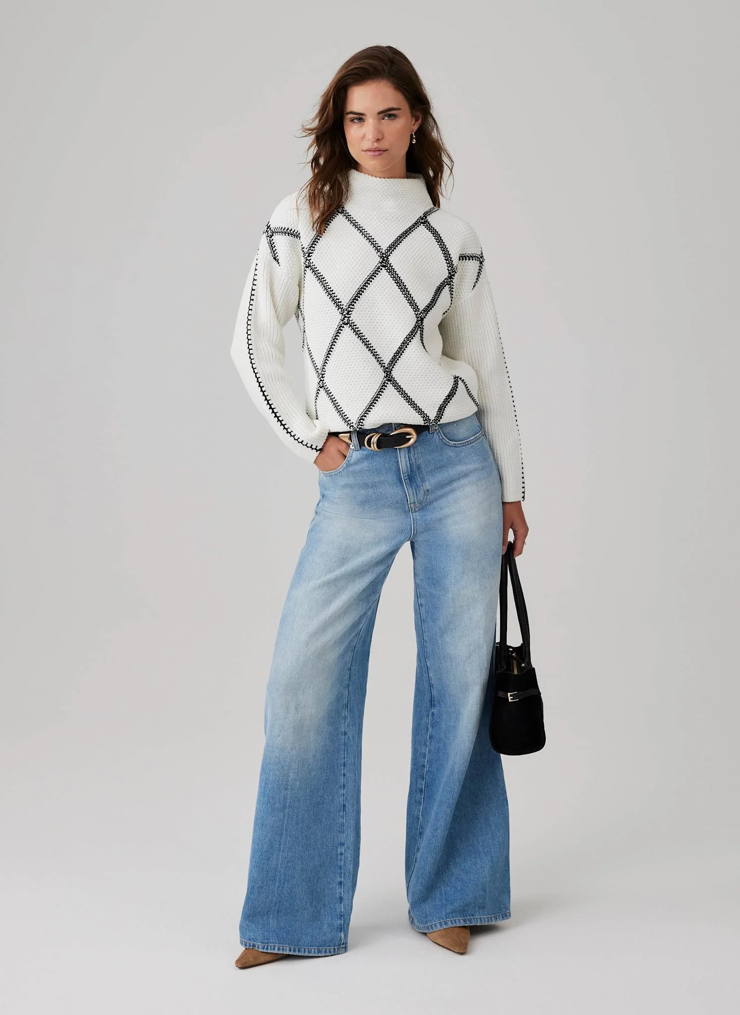 Cream Diamond Stitch Jumper