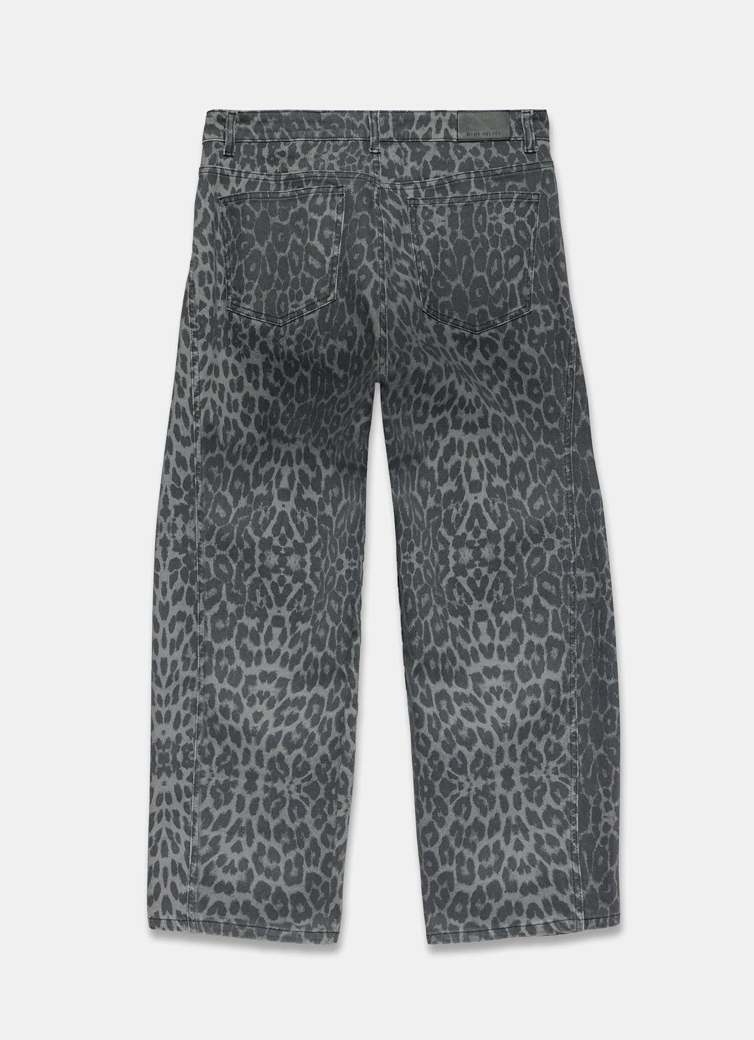 Grey Leopard Print Barrel Leg Jeans