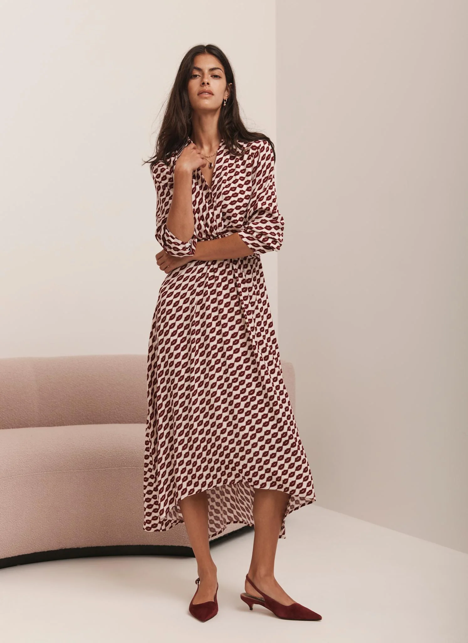 2090-red-lip-print-midi-shirt-dress-2.webp Red Lip Print Midi Shirt Dress