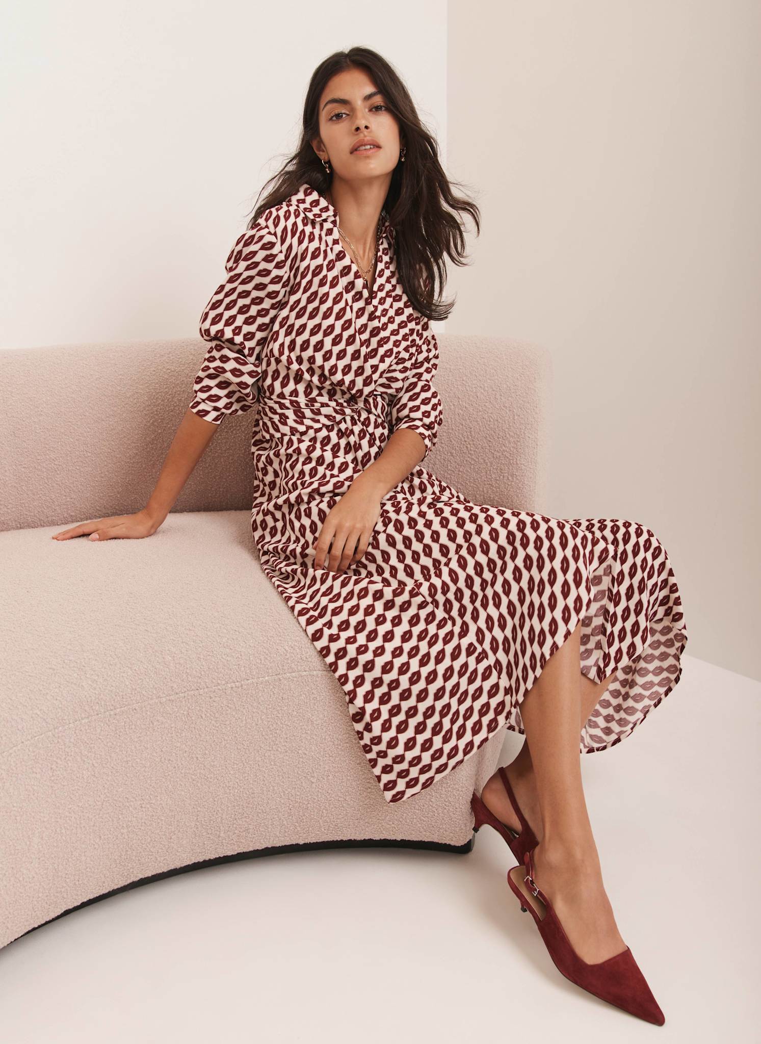 2090-red-lip-print-midi-shirt-dress-5.jpg Red Lip Print Midi Shirt Dress