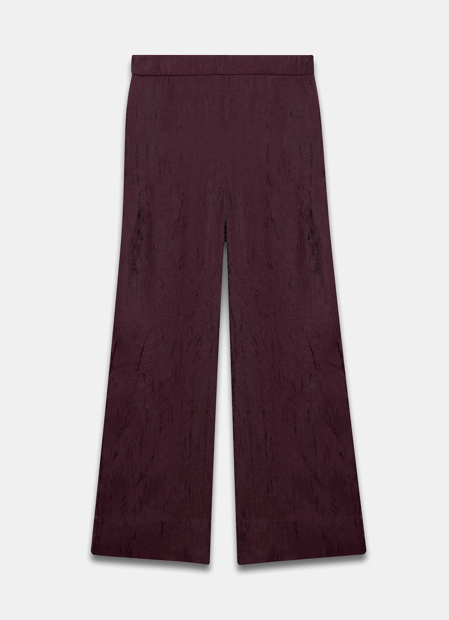 Burgundy Crinkle Textured Wide Trousers