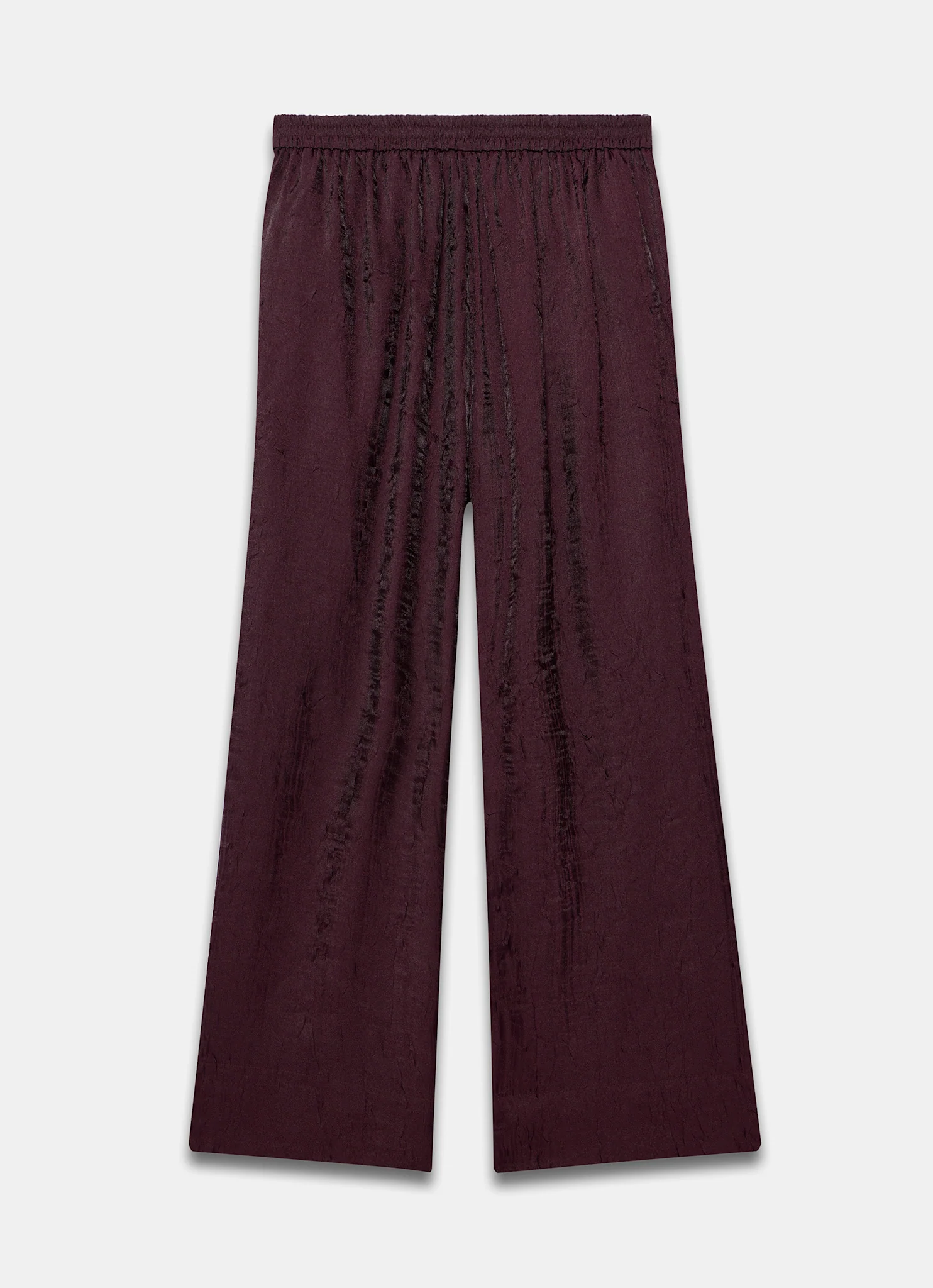 Burgundy Crinkle Textured Wide Trousers