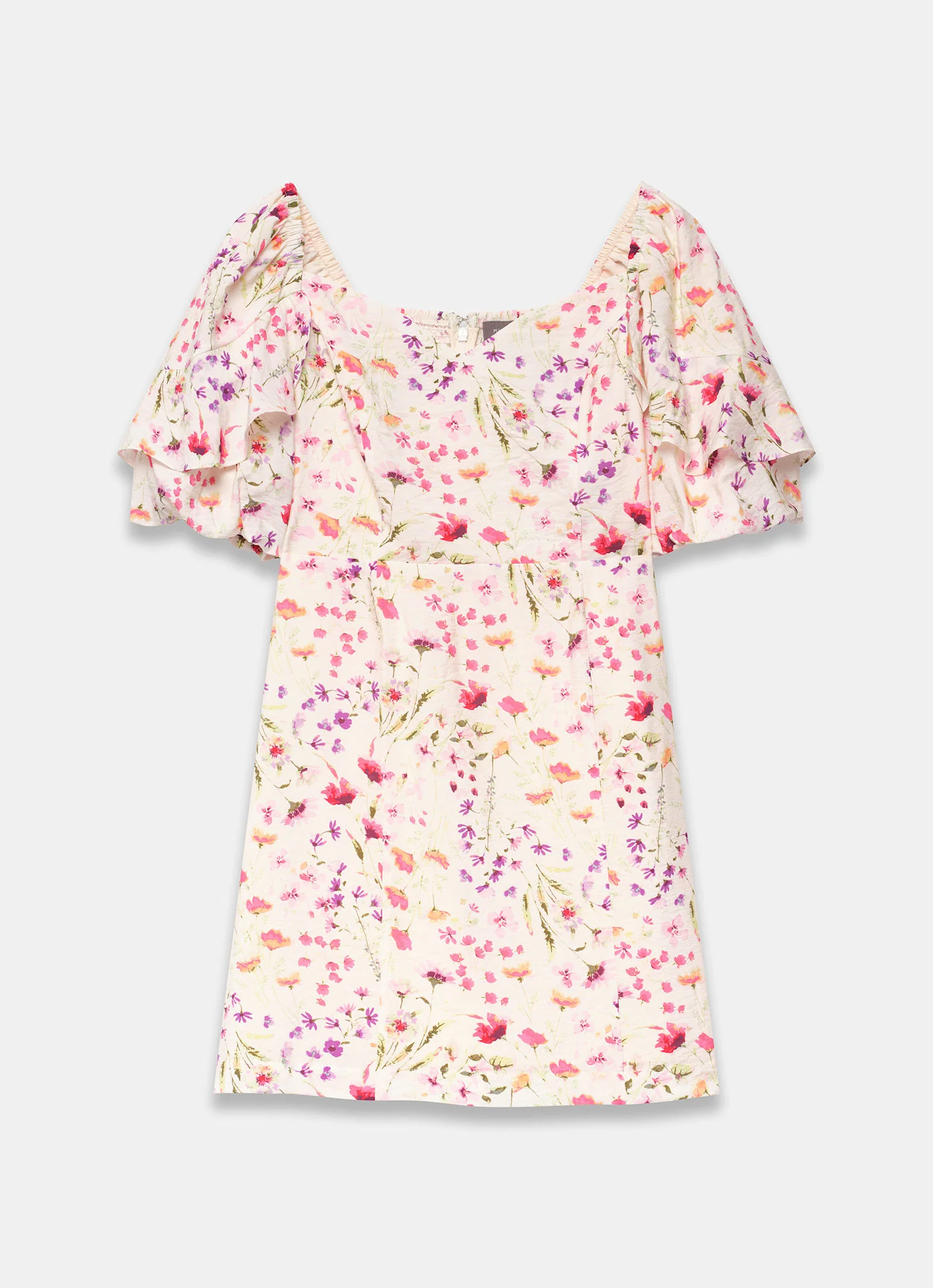 225-pink-floral-print-puff-sleeve-mini-dress-6.webp Pink Floral Print Puff Sleeve Mini Dress