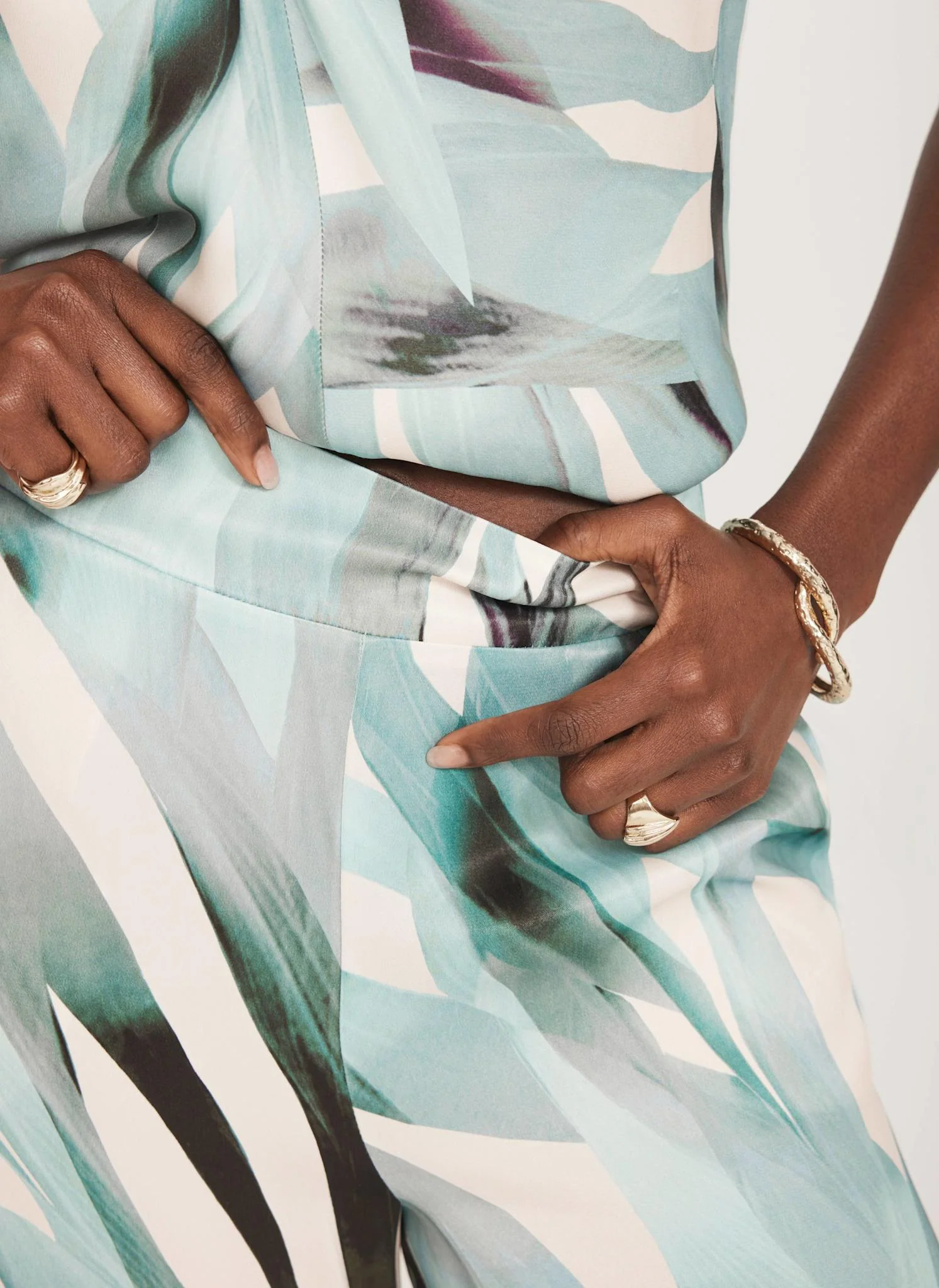 2326-blue-palm-print-satin-trousers-4.webp Blue Palm Print Satin Trousers