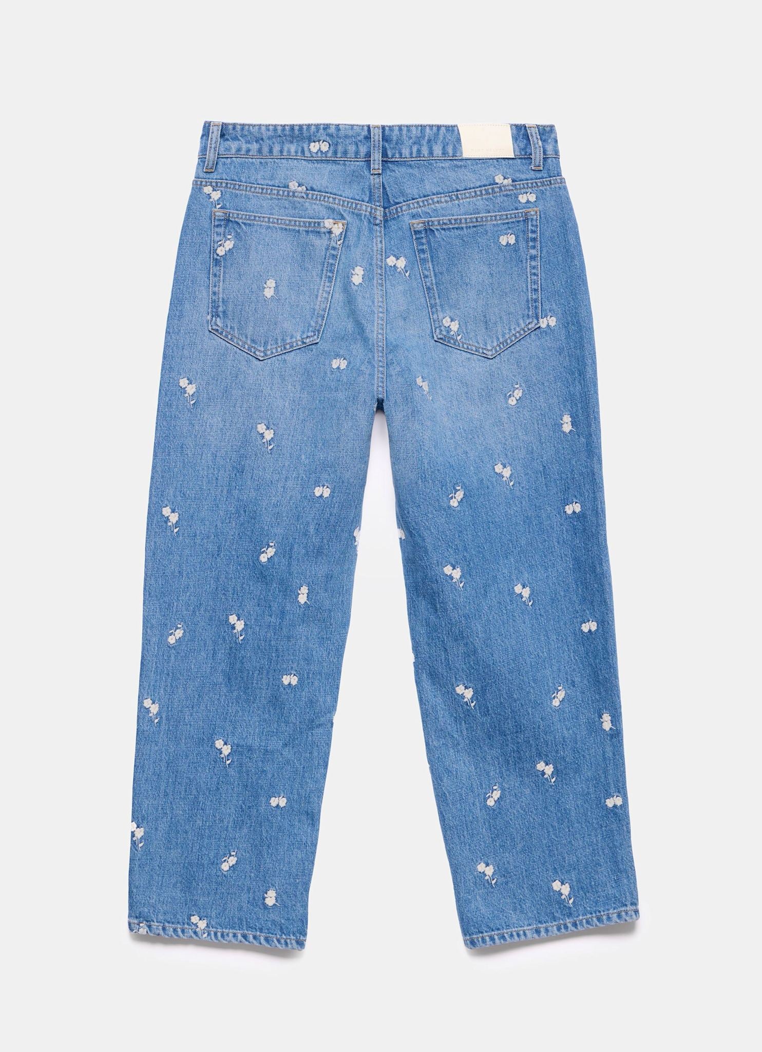 Indigo Embroidered Floral Relaxed Jeans