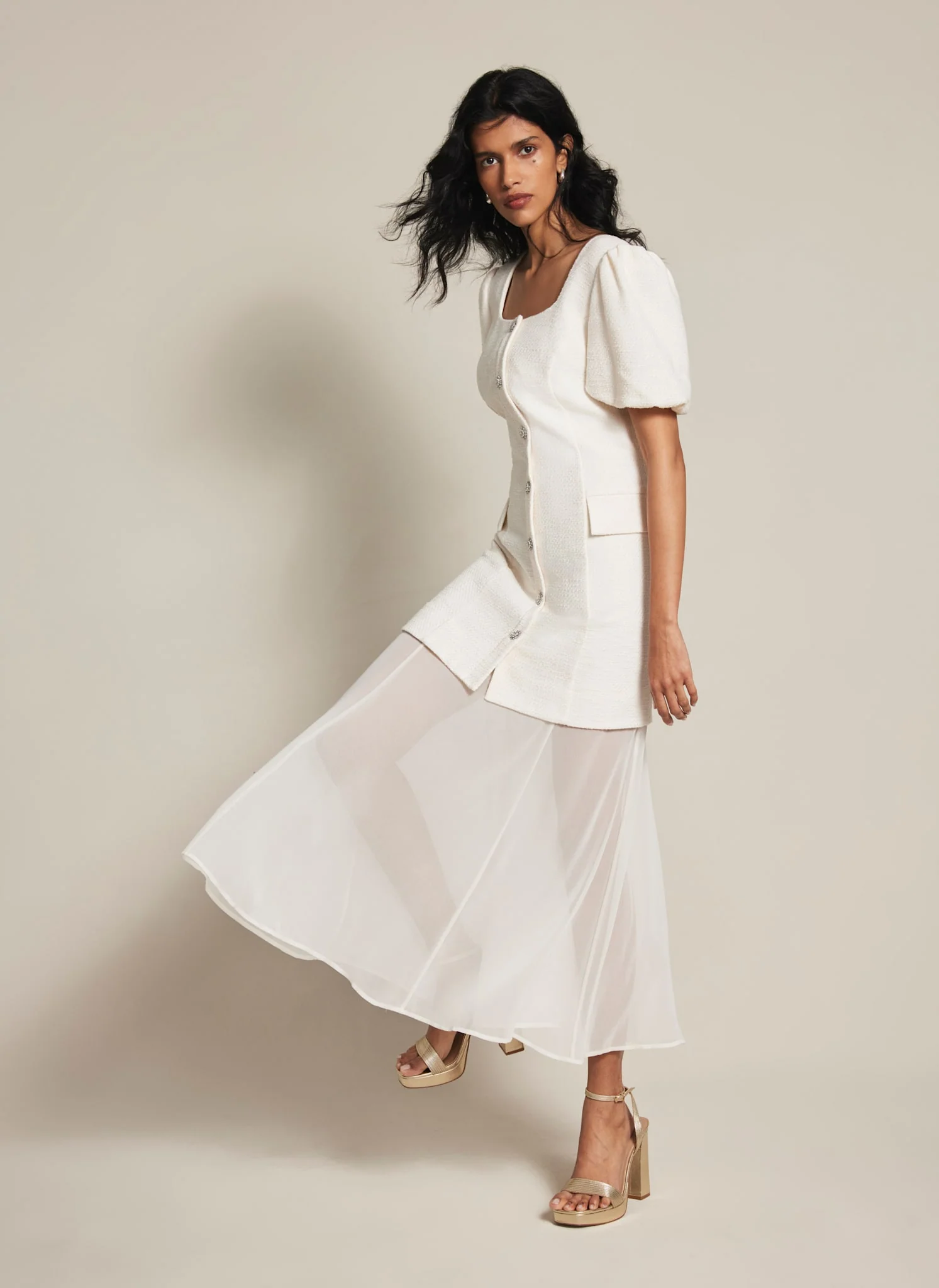 2378-cream-boucle-sheer-hem-maxi-dress-2.webp Cream Boucle Sheer Hem Maxi Dress