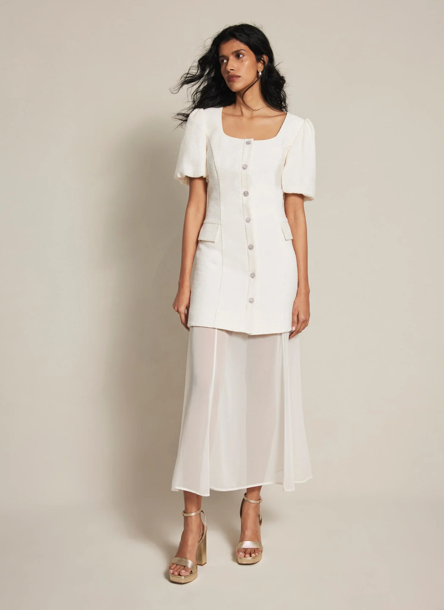 2378-cream-boucle-sheer-hem-maxi-dress-3.webp Cream Boucle Sheer Hem Maxi Dress