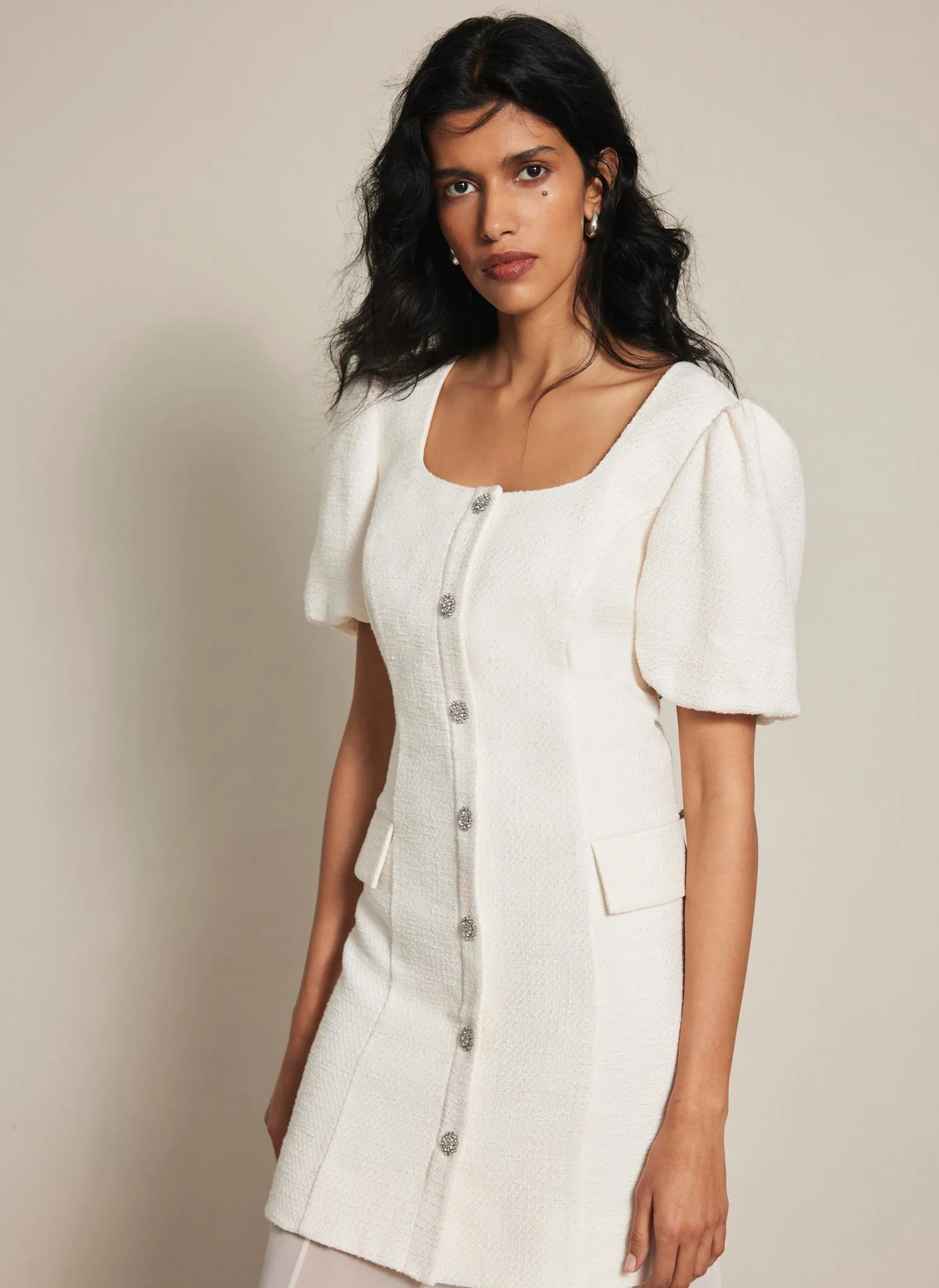 2378-cream-boucle-sheer-hem-maxi-dress-4.webp Cream Boucle Sheer Hem Maxi Dress
