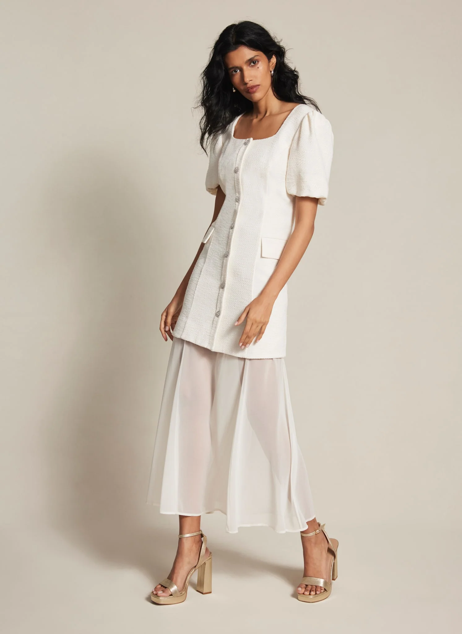 2378-cream-boucle-sheer-hem-maxi-dress-6.webp Cream Boucle Sheer Hem Maxi Dress