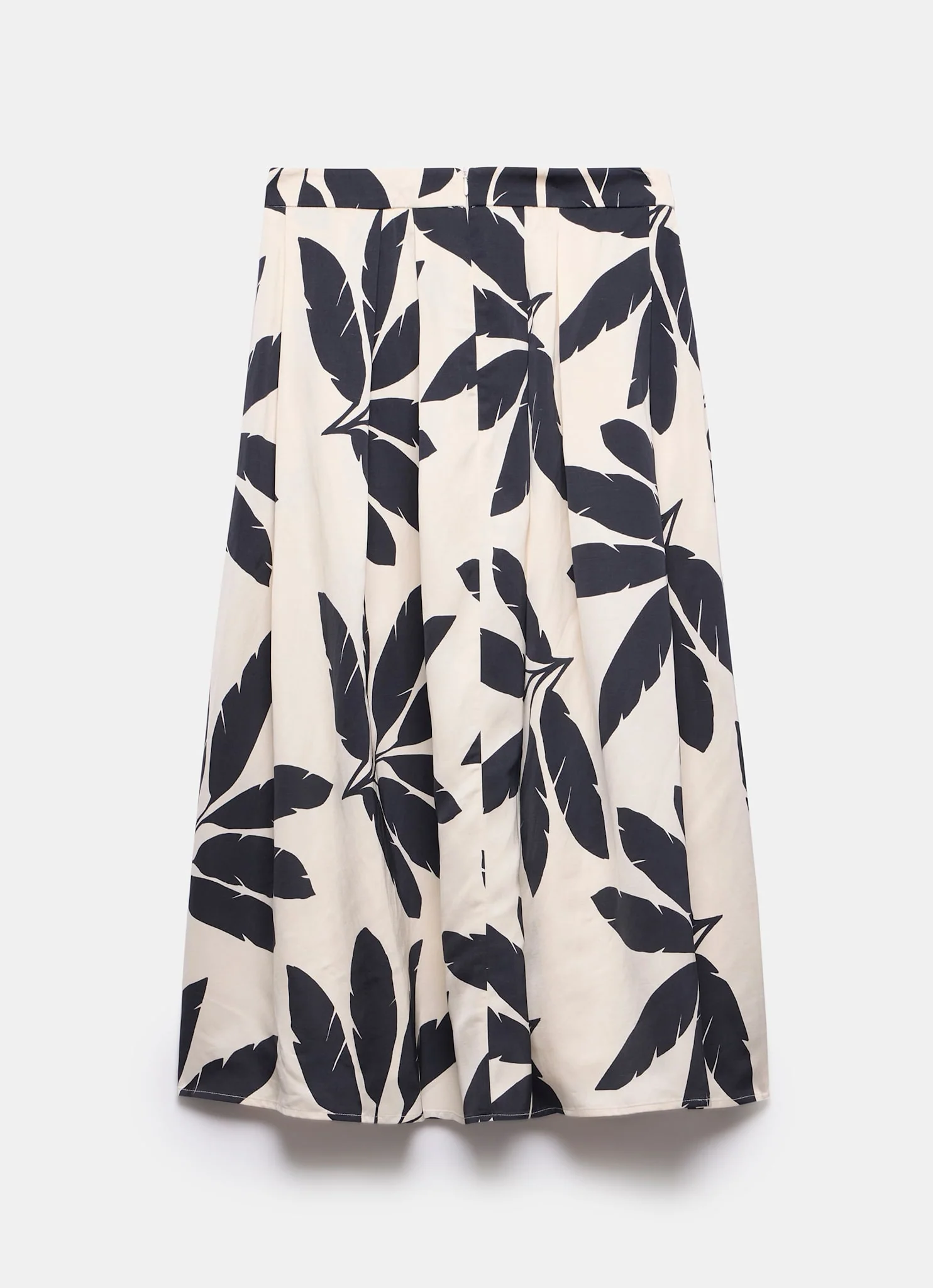 Neutral Palm Print Midi Skirt