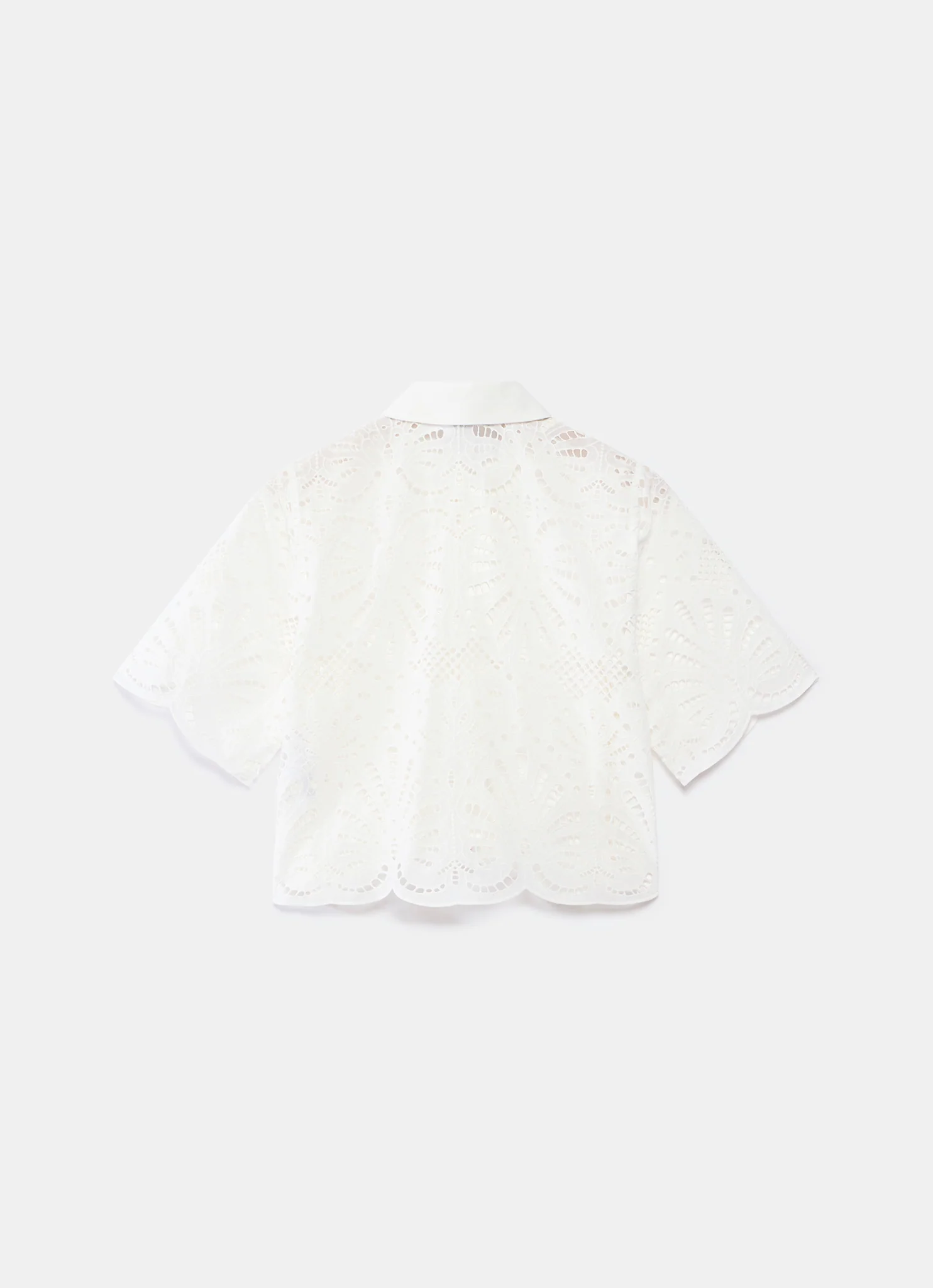 White Broderie Cropped Shirt