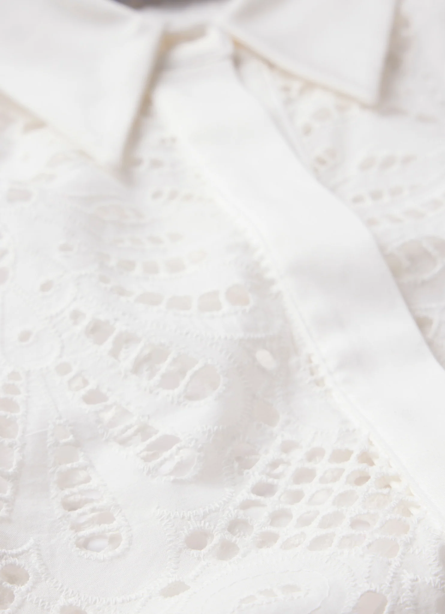 White Broderie Cropped Shirt