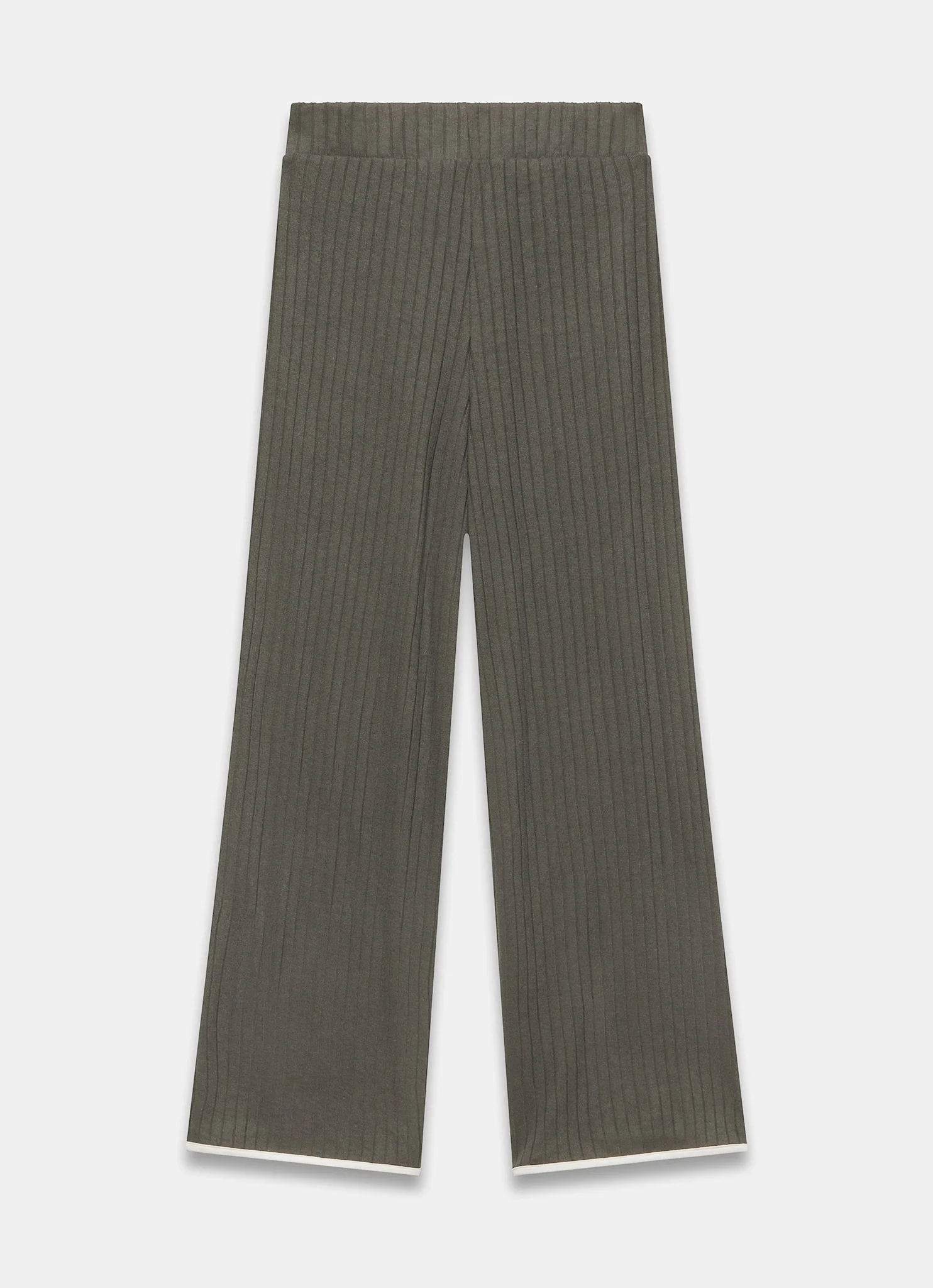 2416-khaki-ribbed-contrast-trim-wide-trousers-6.webp Khaki Ribbed Contrast Trim Wide Trousers