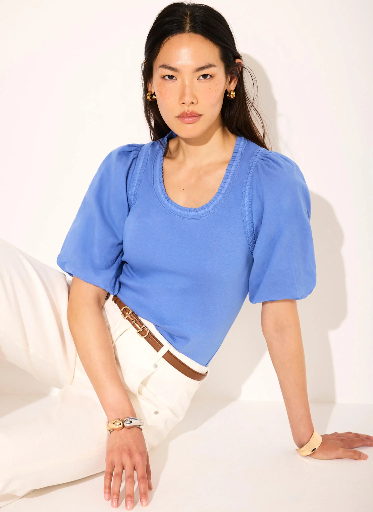 245-blue-cotton-puff-sleeve-top-1.webp Blue Cotton Puff Sleeve Top