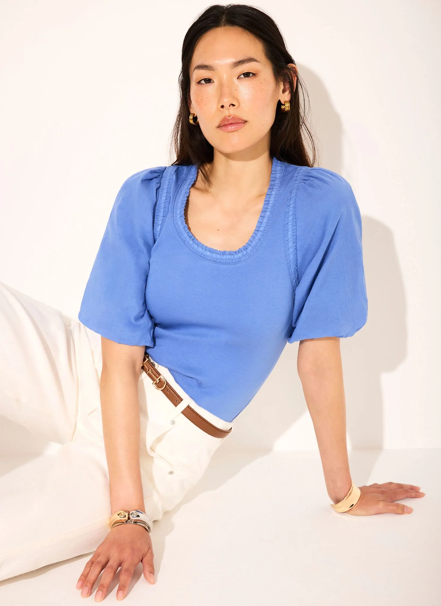 245-blue-cotton-puff-sleeve-top-3.webp Blue Cotton Puff Sleeve Top