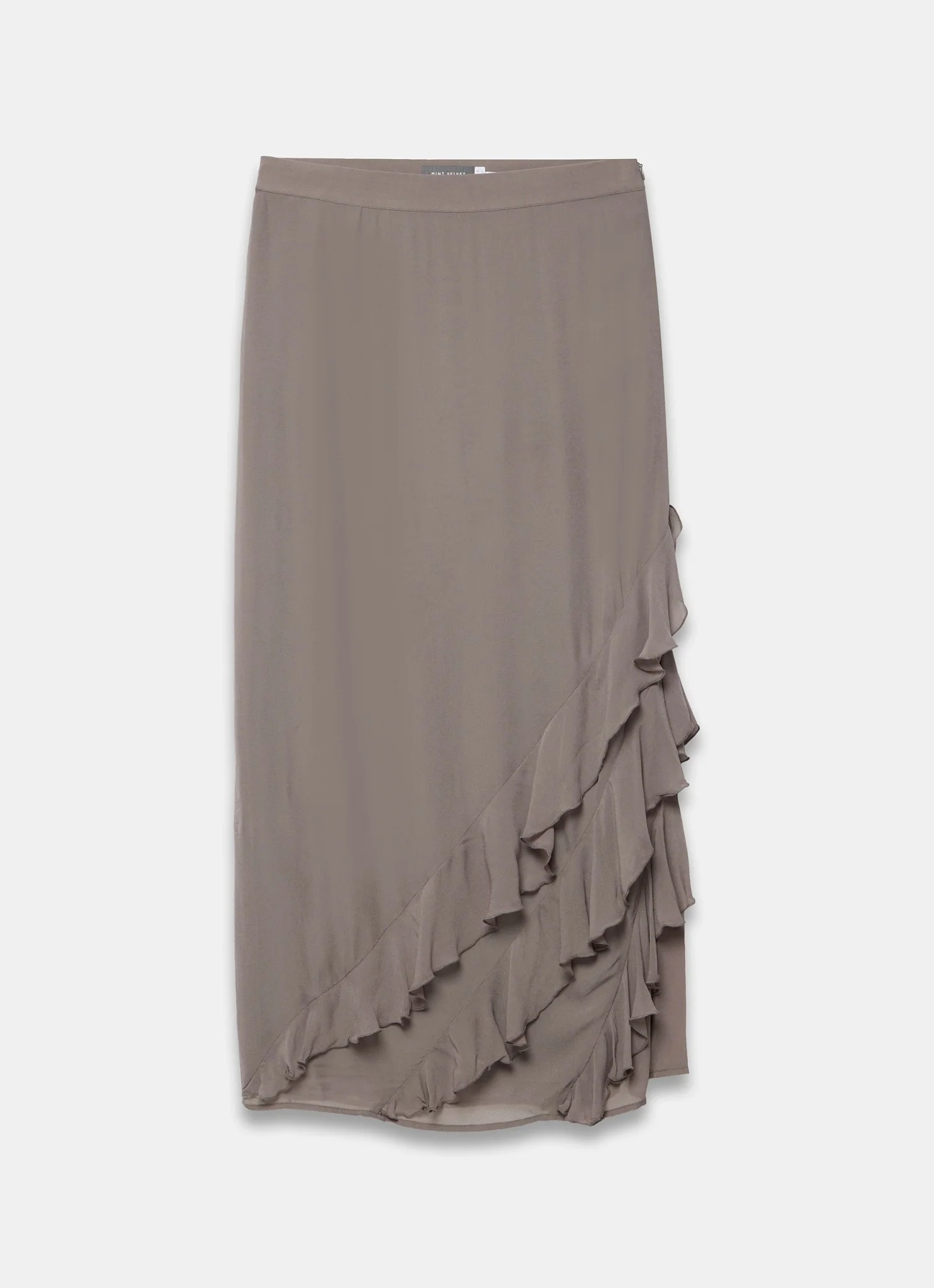 Brown Ruffle Maxi Skirt