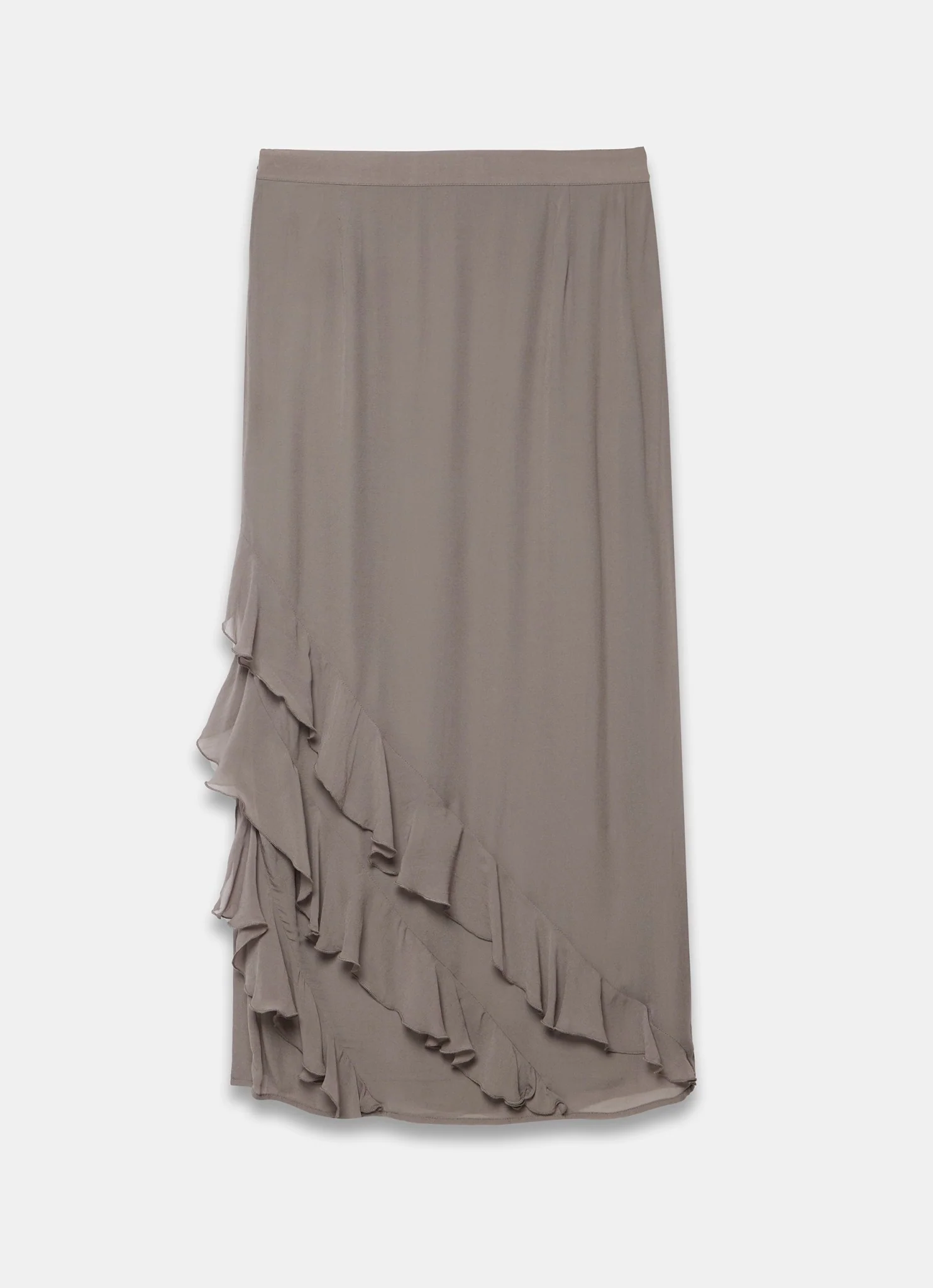 Brown Ruffle Maxi Skirt