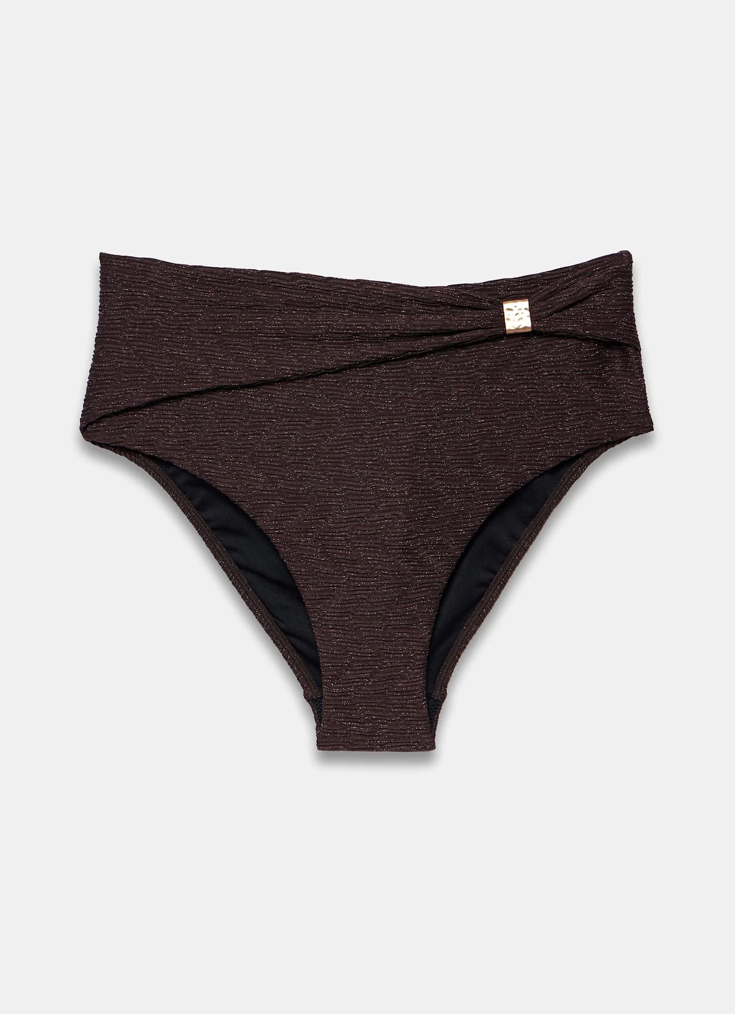 Brown Metallic High Waisted Bikini Bottoms