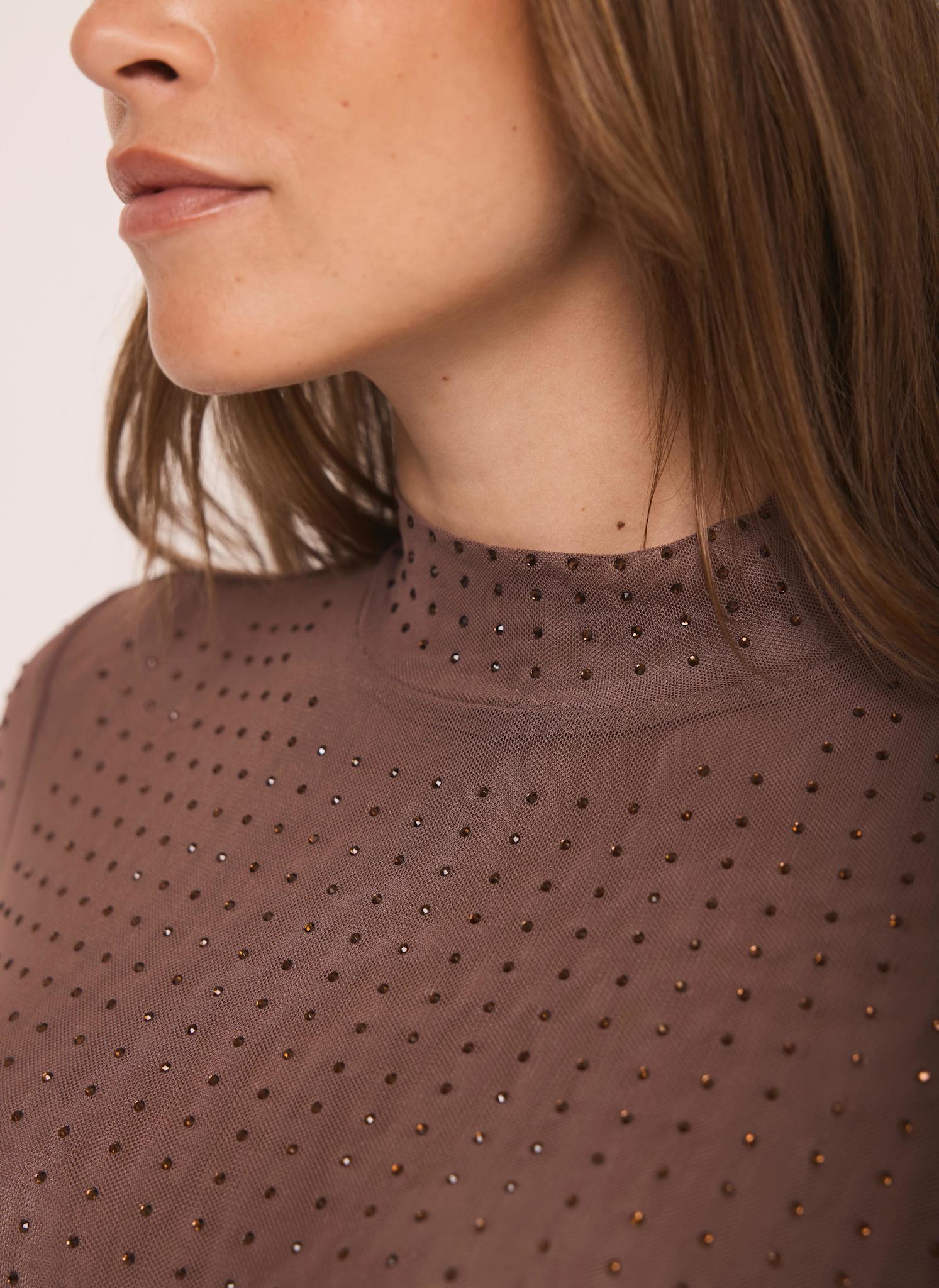 2567-brown-mesh-embellished-top-4.jpg Brown Mesh Embellished Top