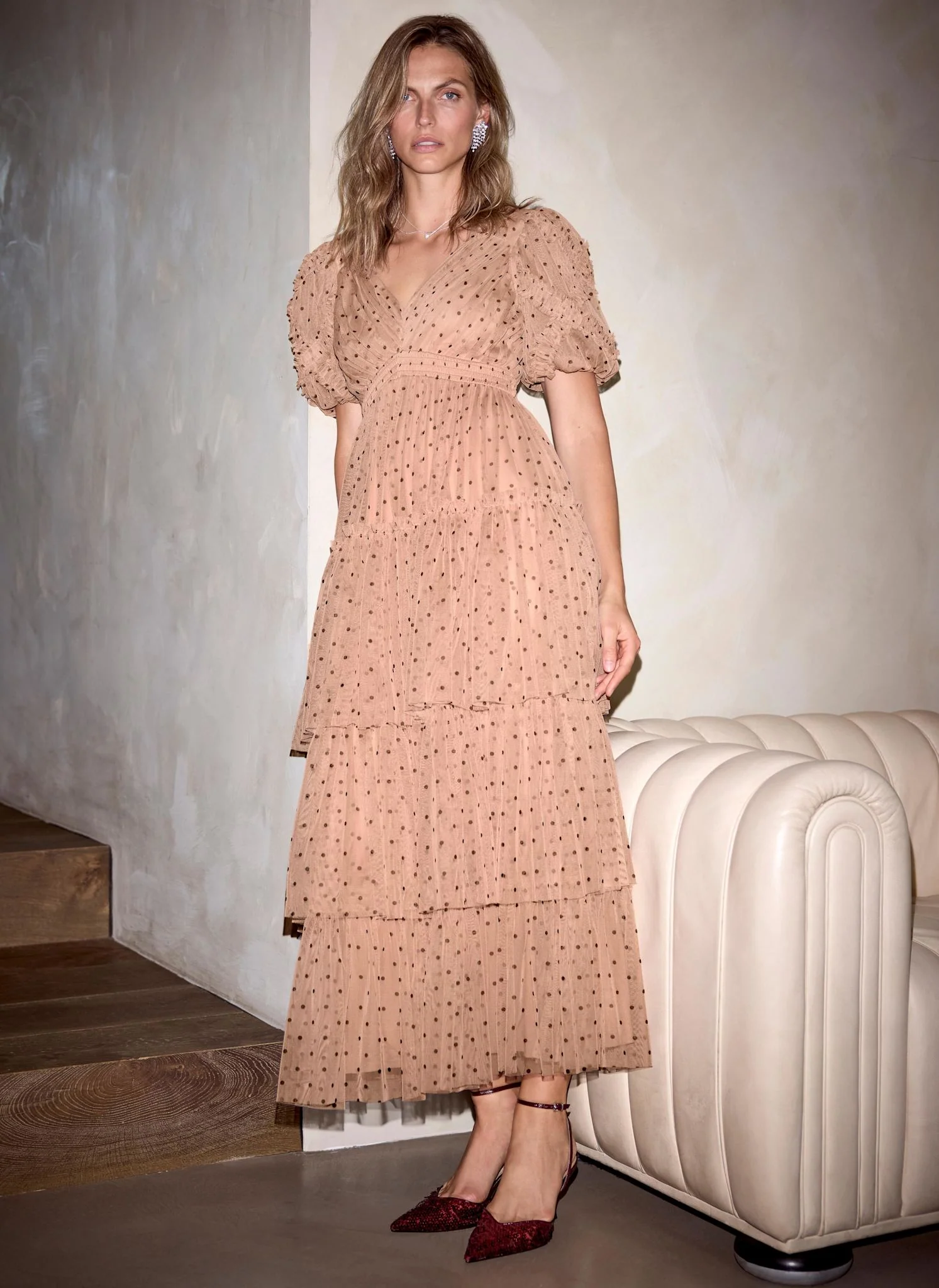 2573-pink-polka-dot-tulle-midi-dress-3.webp Pink Polka Dot Tulle Midi Dress