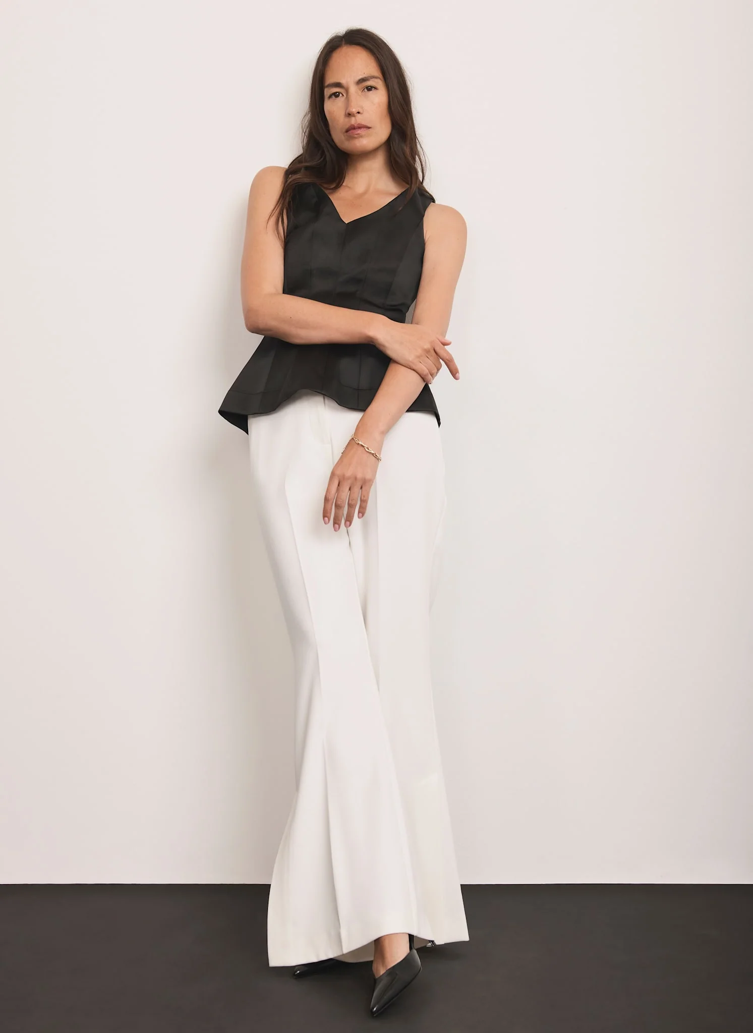 White Extreme Flare Trousers