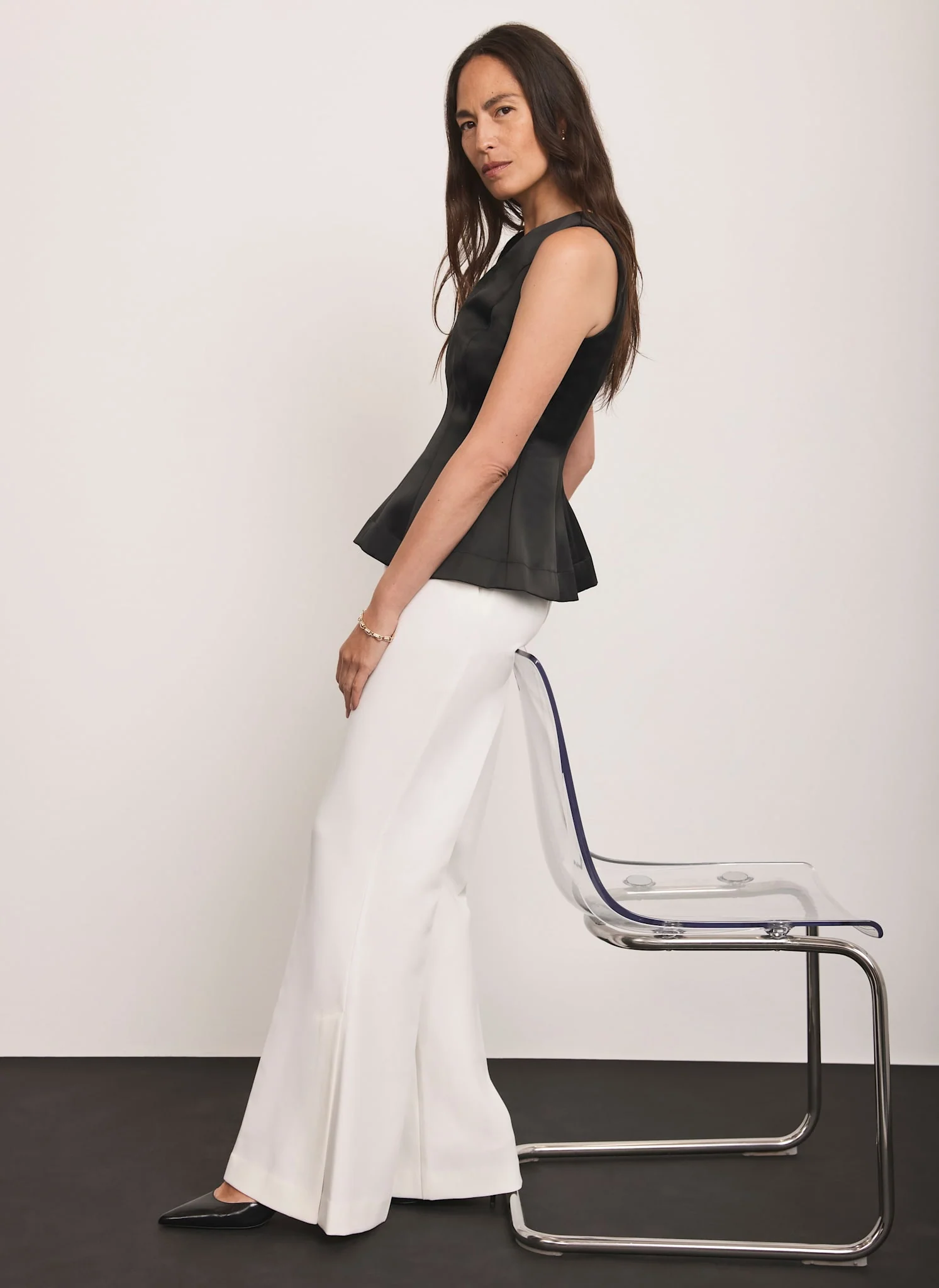 White Extreme Flare Trousers