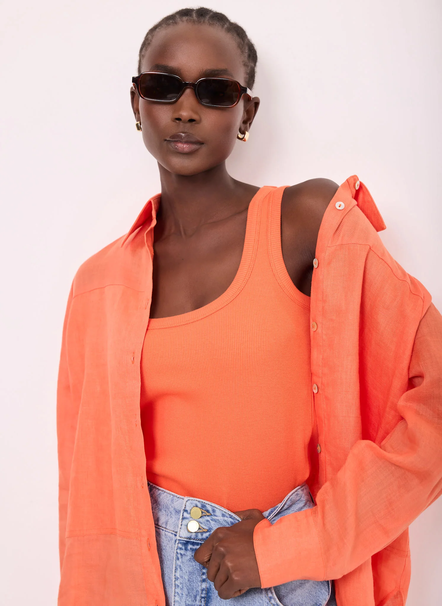 263-orange-cotton-blend-scoop-neck-vest-2.webp Orange Cotton Blend Scoop Neck Vest