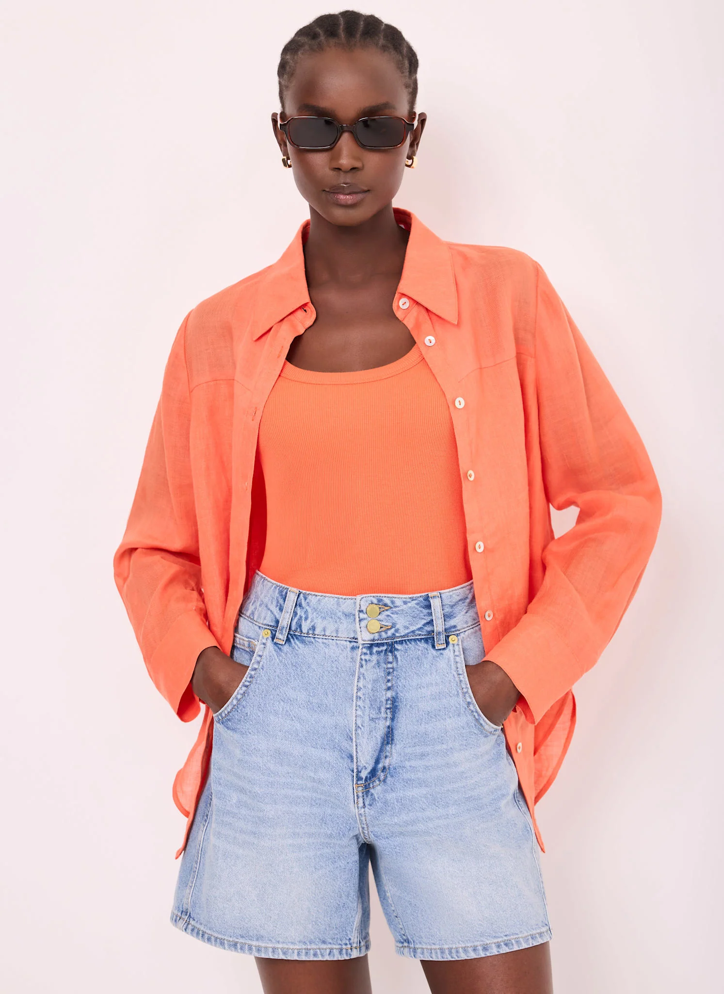 263-orange-cotton-blend-scoop-neck-vest-3.webp Orange Cotton Blend Scoop Neck Vest