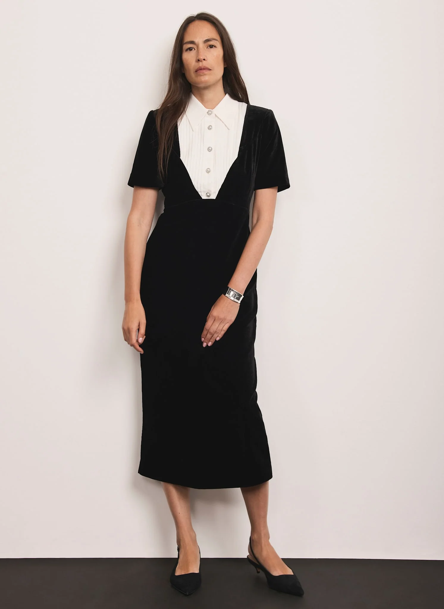 2631-black-velvet-shirt-midi-dress-1.webp Black Velvet Shirt Midi Dress