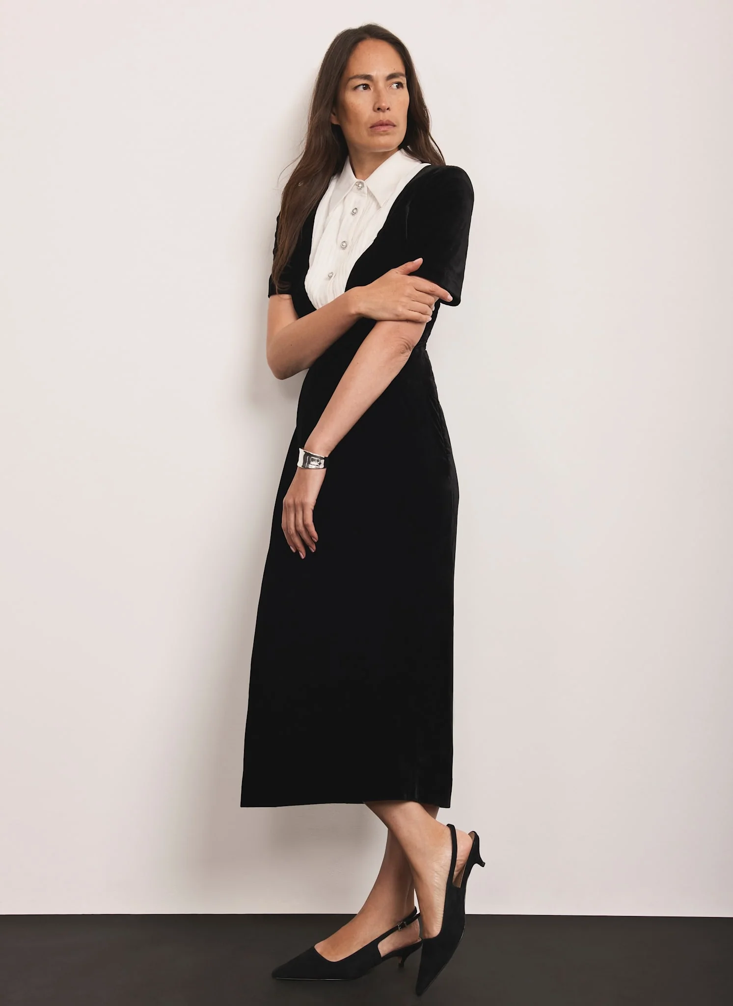 2631-black-velvet-shirt-midi-dress-2.webp Black Velvet Shirt Midi Dress