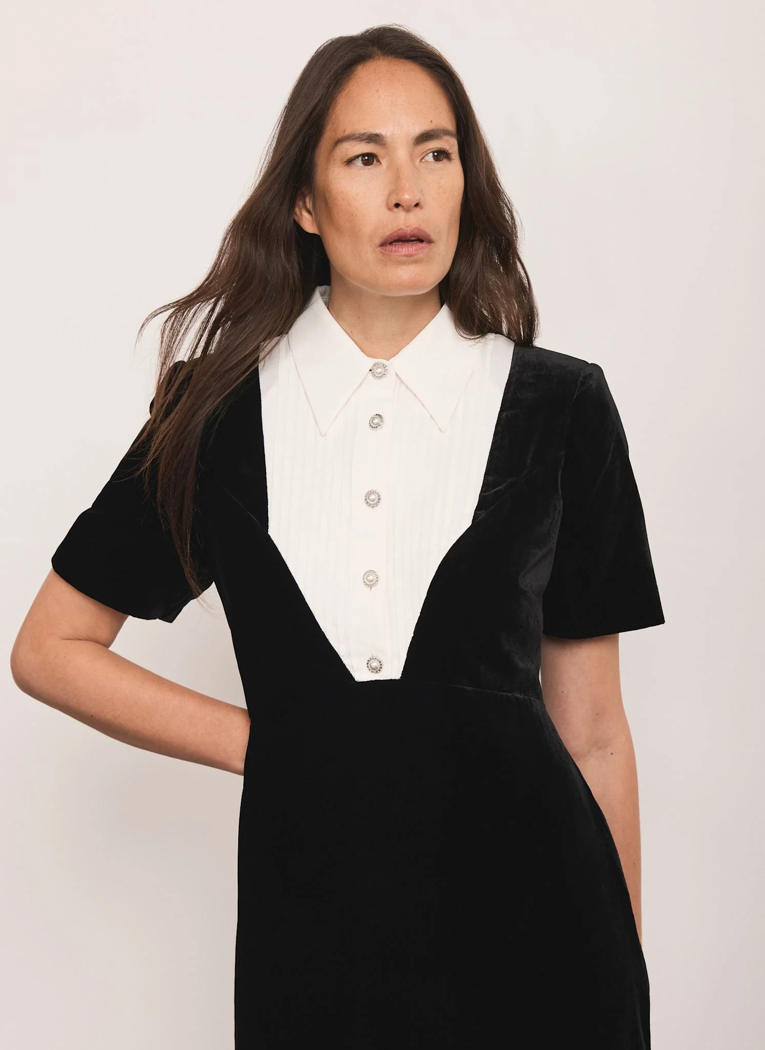 2631-black-velvet-shirt-midi-dress-4.webp Black Velvet Shirt Midi Dress