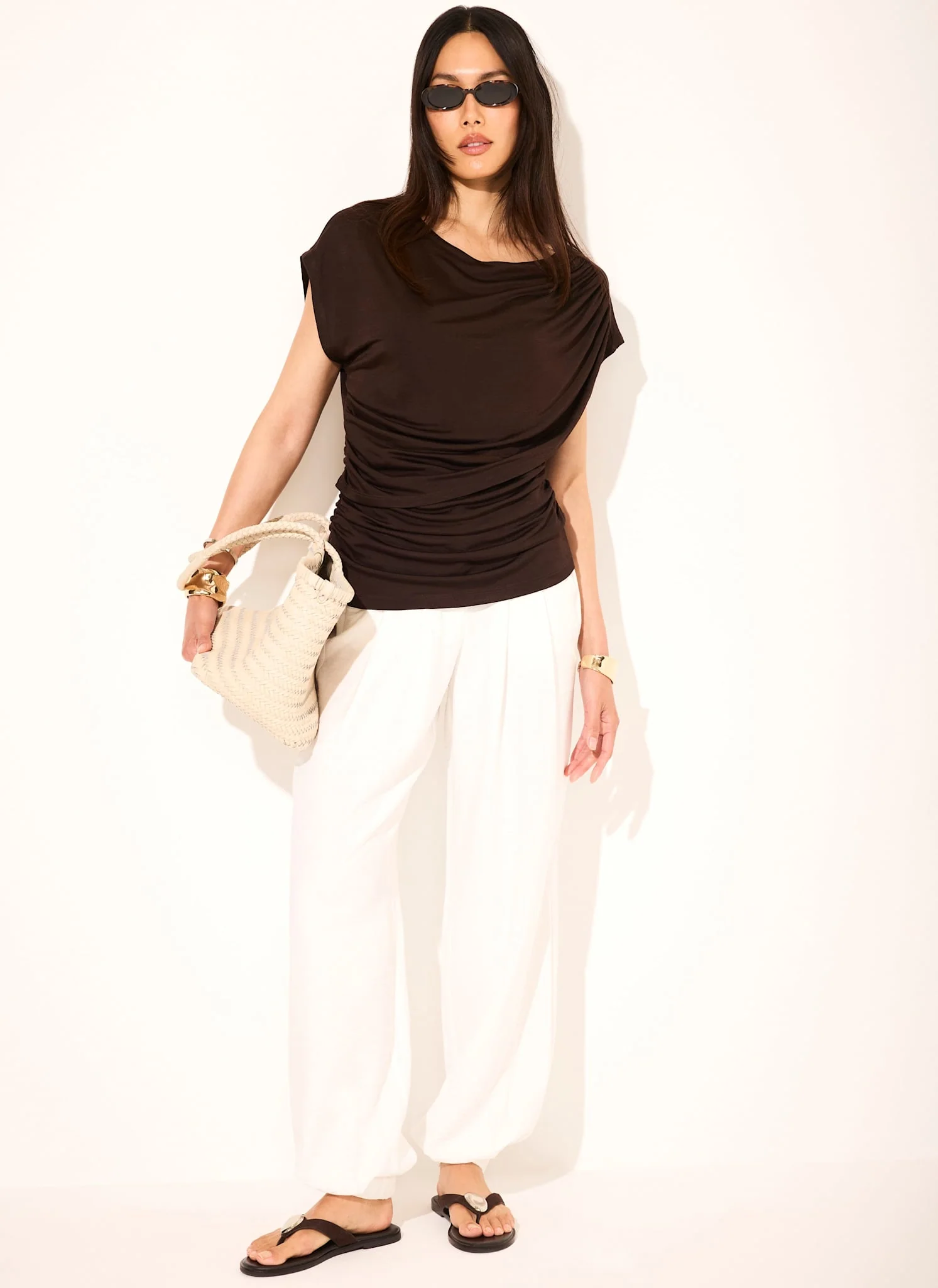 269-dark-brown-layered-drape-top-3.webp Dark Brown Layered Drape Top