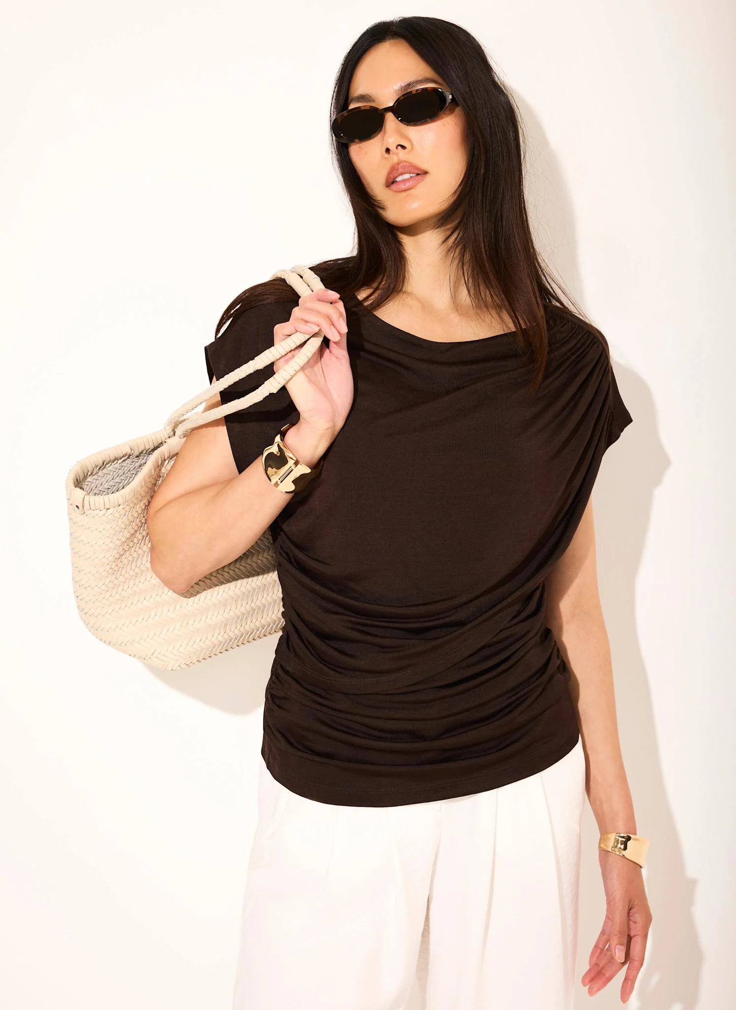269-dark-brown-layered-drape-top-6.webp Dark Brown Layered Drape Top