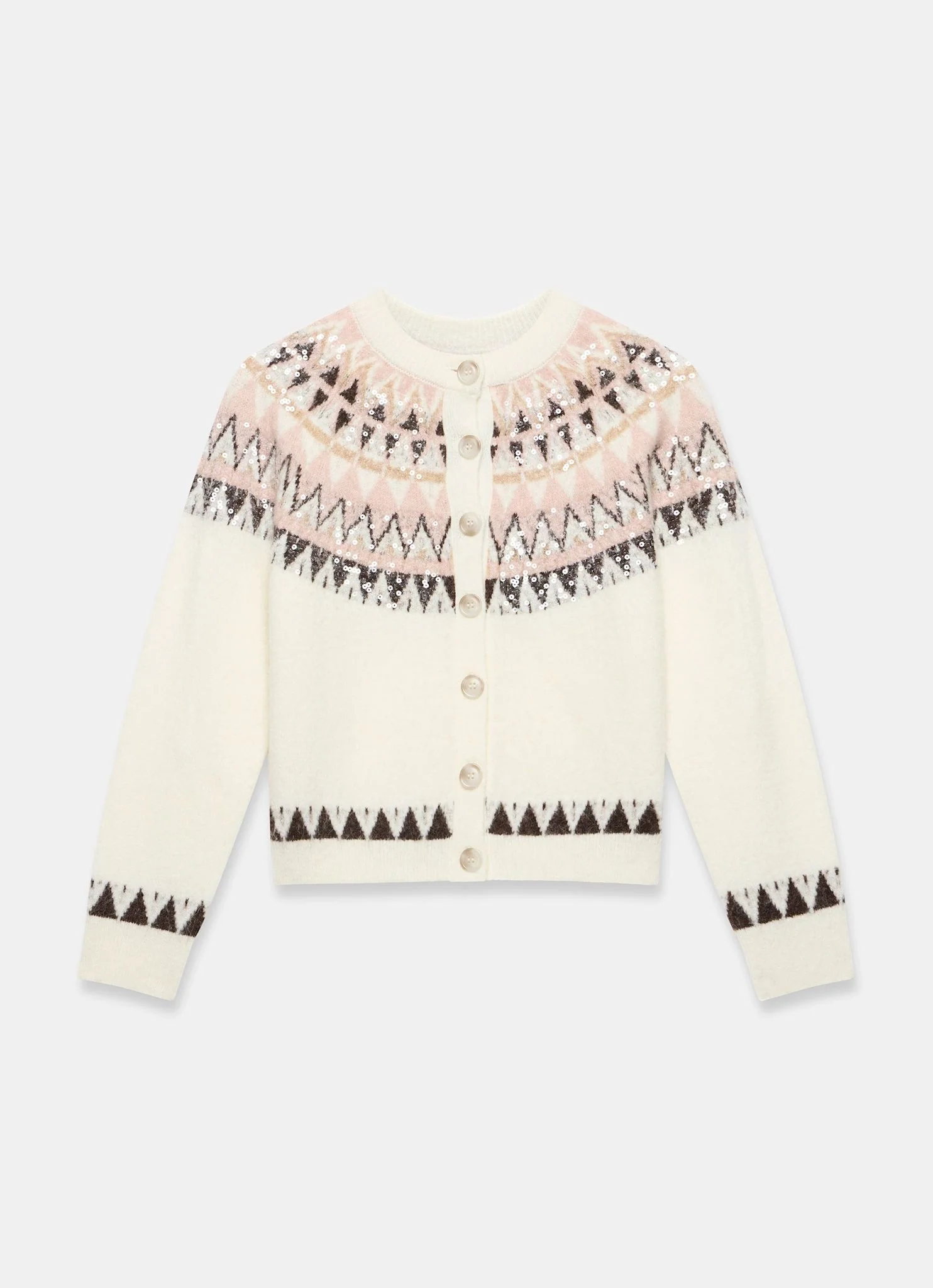 Cream Fair Isle Sequin Cardigan