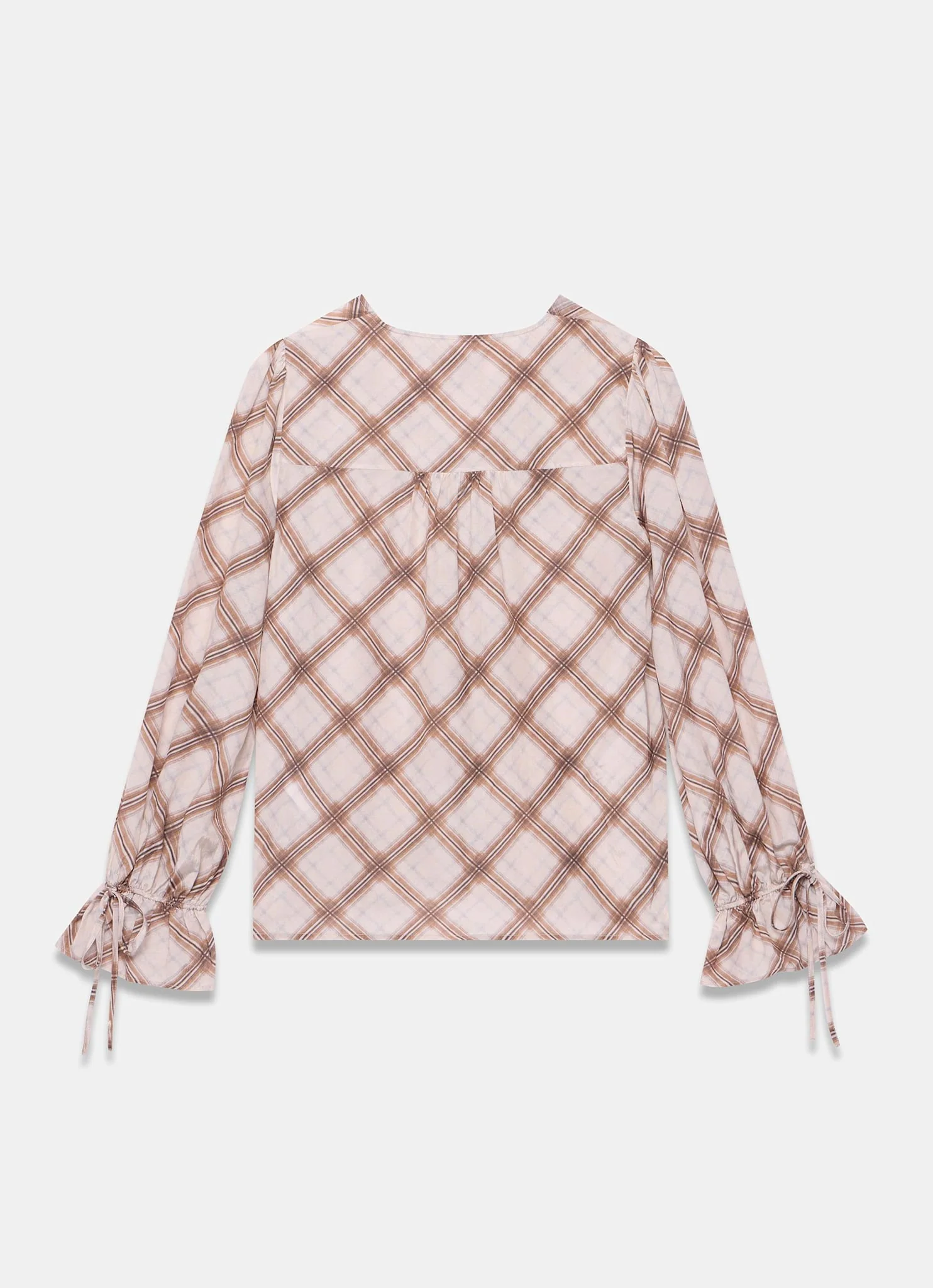 275-neutral-checked-print-ruffle-blouse-8.webp Neutral Checked Print Ruffle Blouse