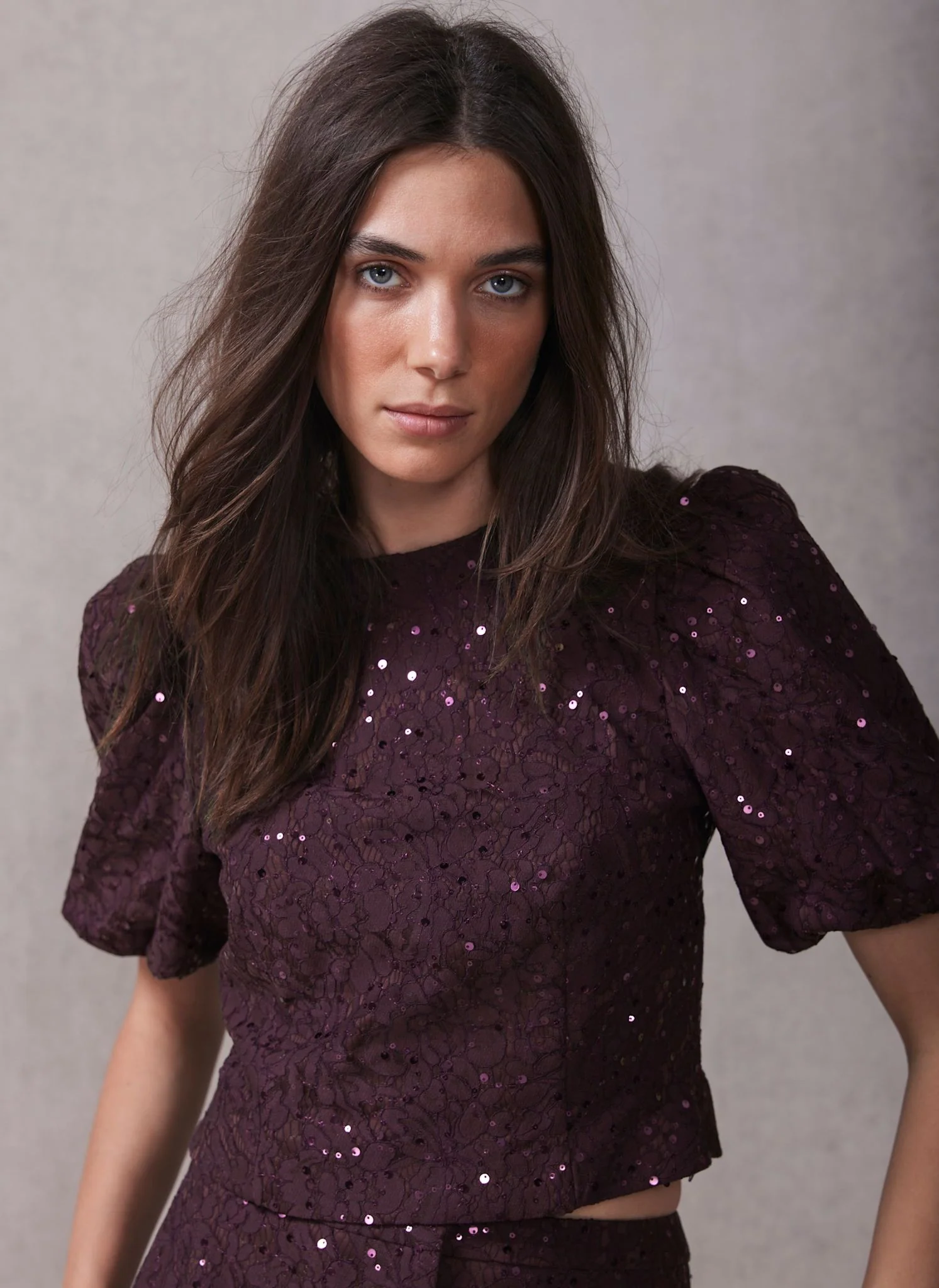 2753-burgundy-sequin-lace-puff-sleeve-top-2.webp Burgundy Sequin Lace Puff Sleeve Top