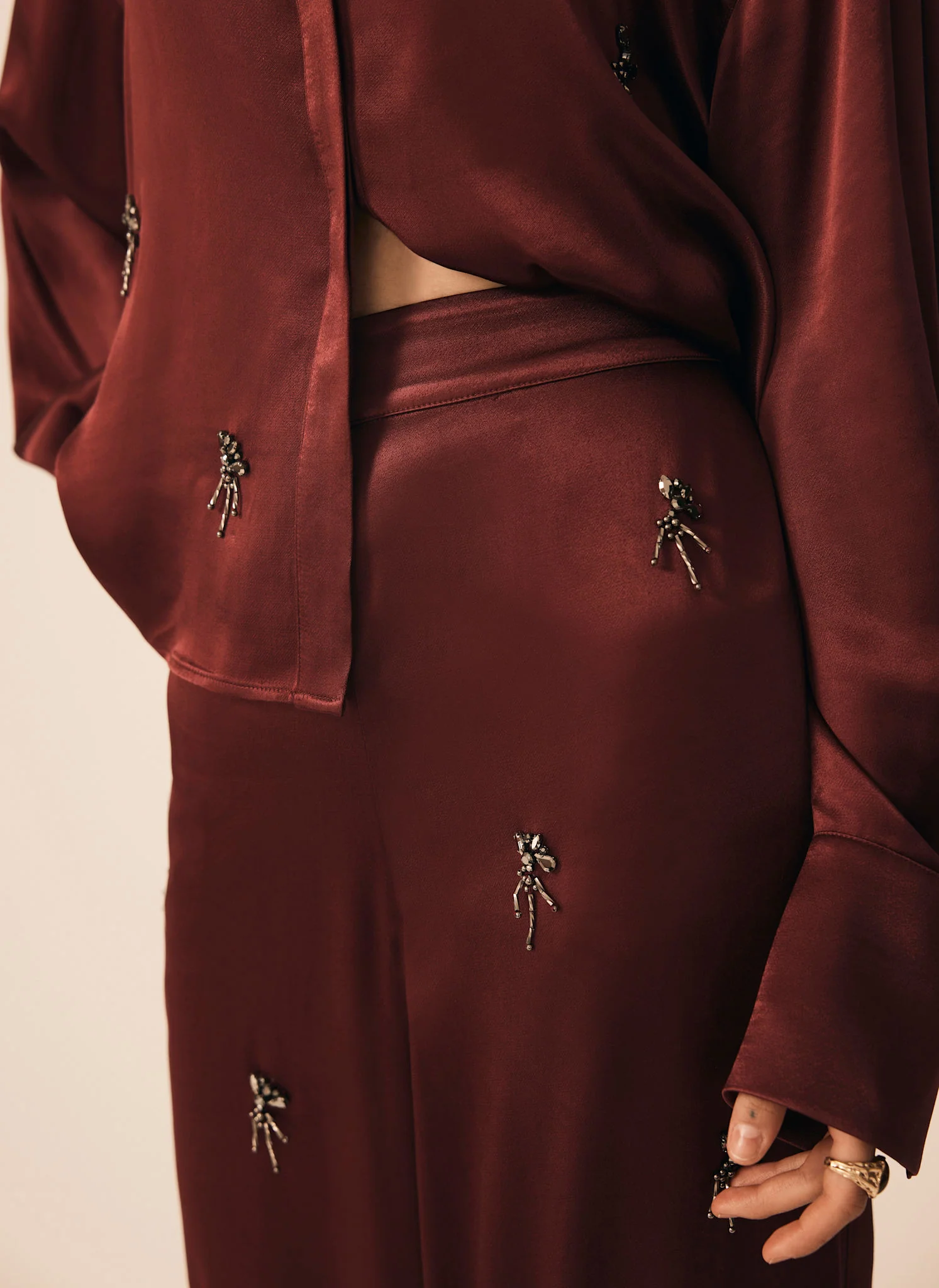 2761-burgundy-satin-embellished-wide-trousers-4.webp Burgundy Satin Embellished Wide Trousers