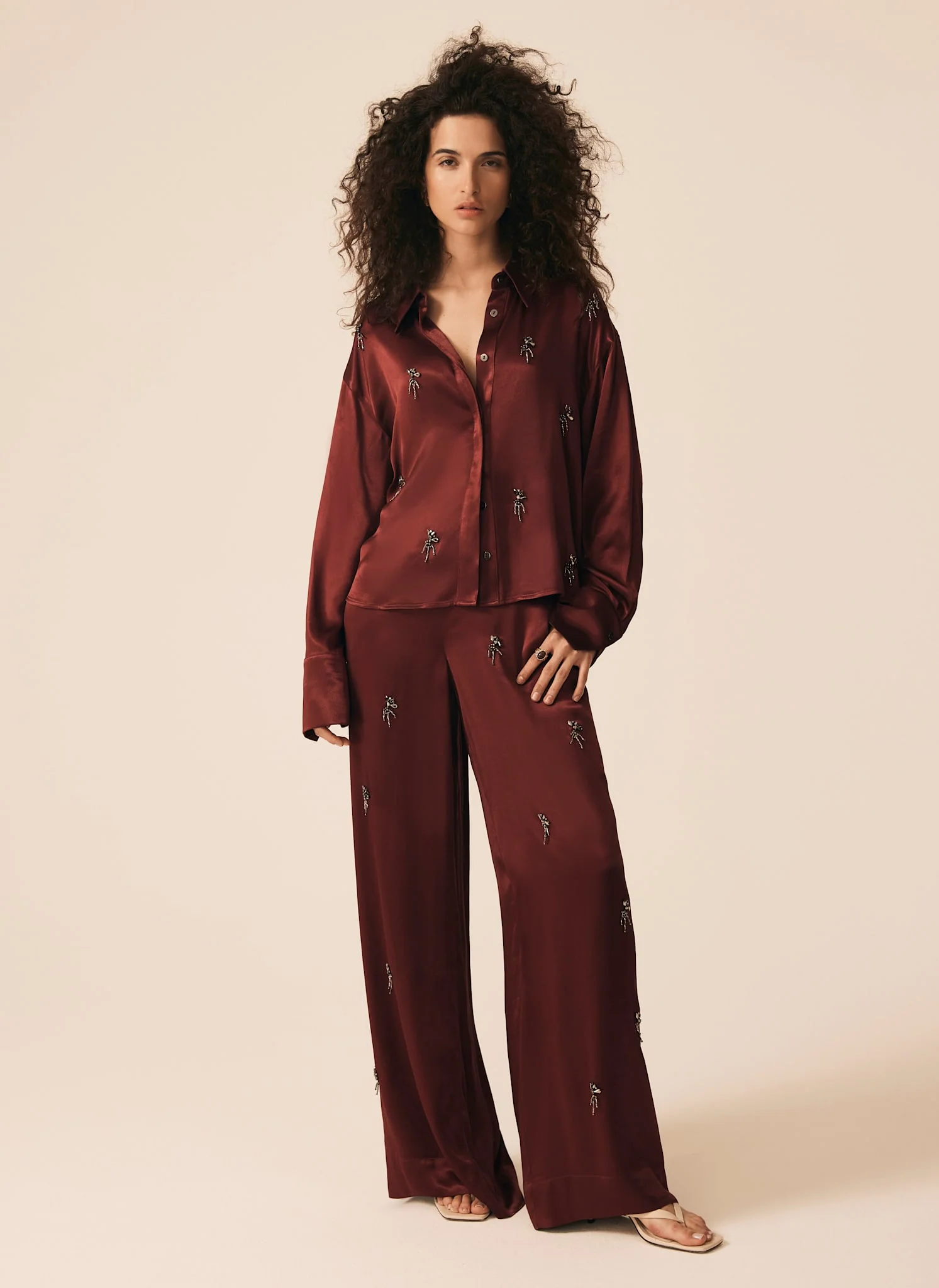 2761-burgundy-satin-embellished-wide-trousers-5.webp Burgundy Satin Embellished Wide Trousers