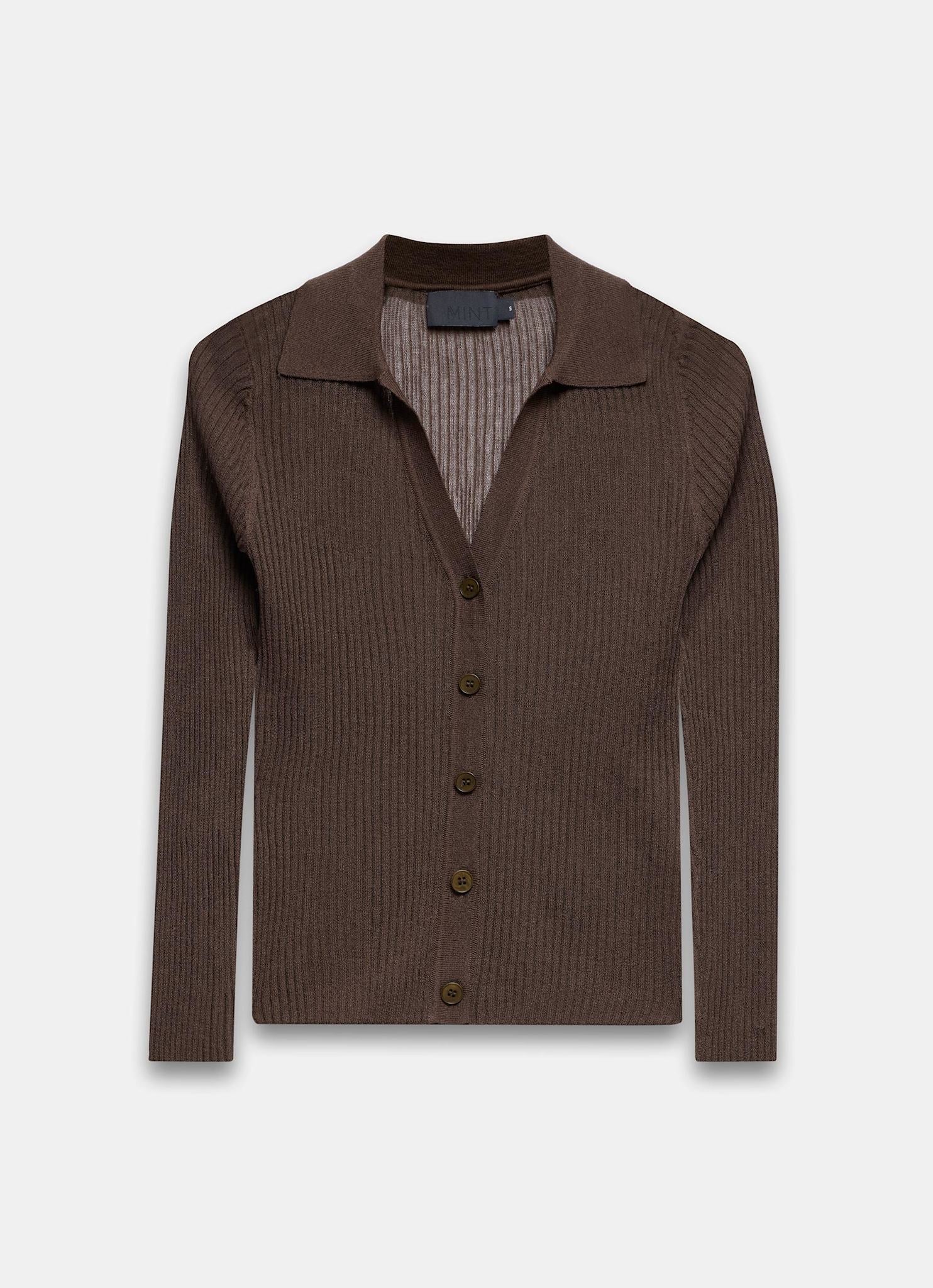 2777-brown-sheer-collar-knit-shirt-6.jpg Brown Sheer Collar Knit Shirt