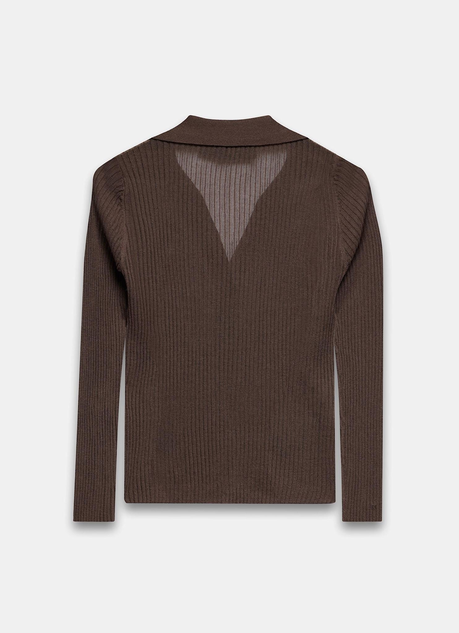 2777-brown-sheer-collar-knit-shirt-7.jpg Brown Sheer Collar Knit Shirt