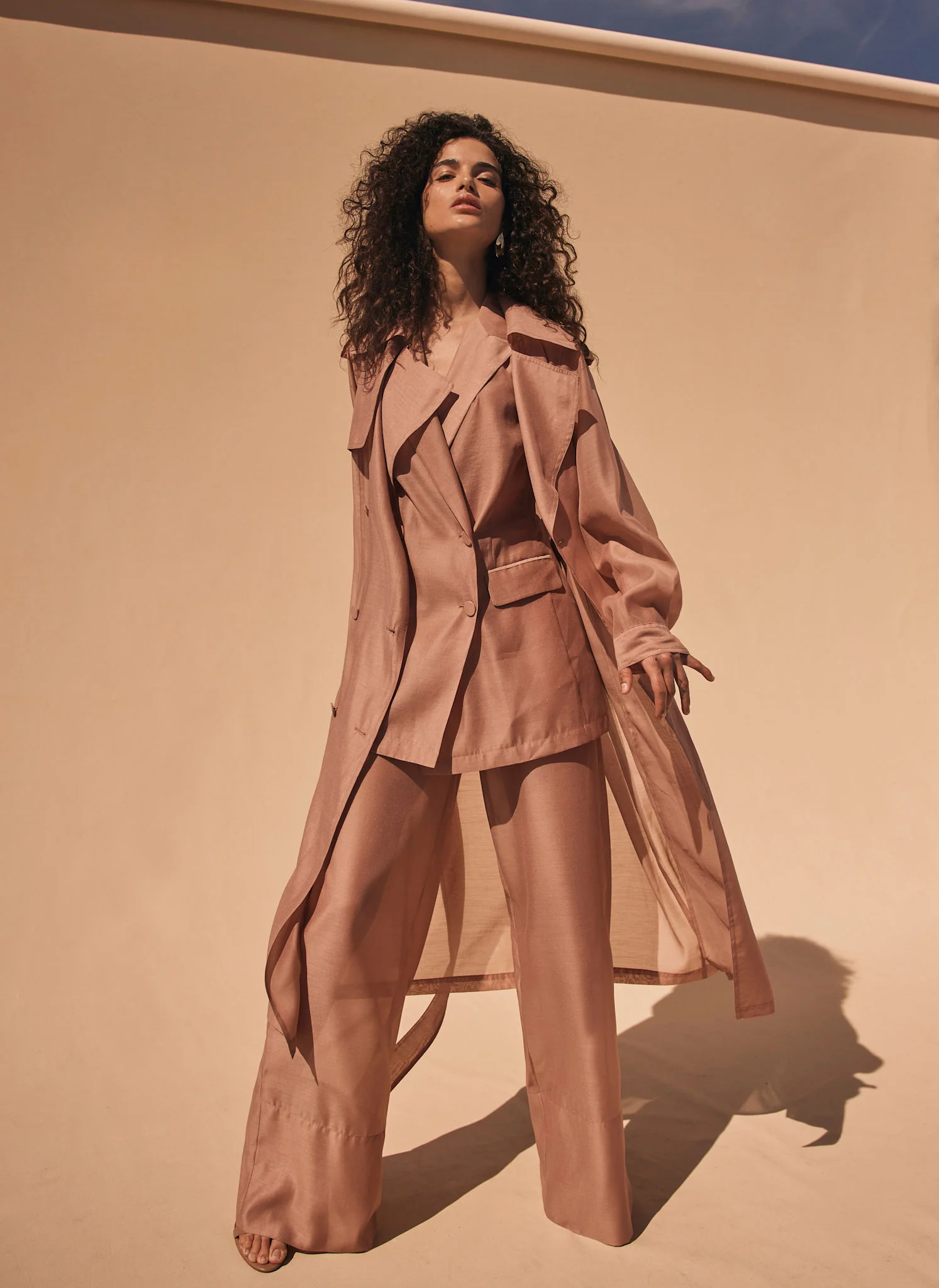 Pink Sheer Straight Trousers