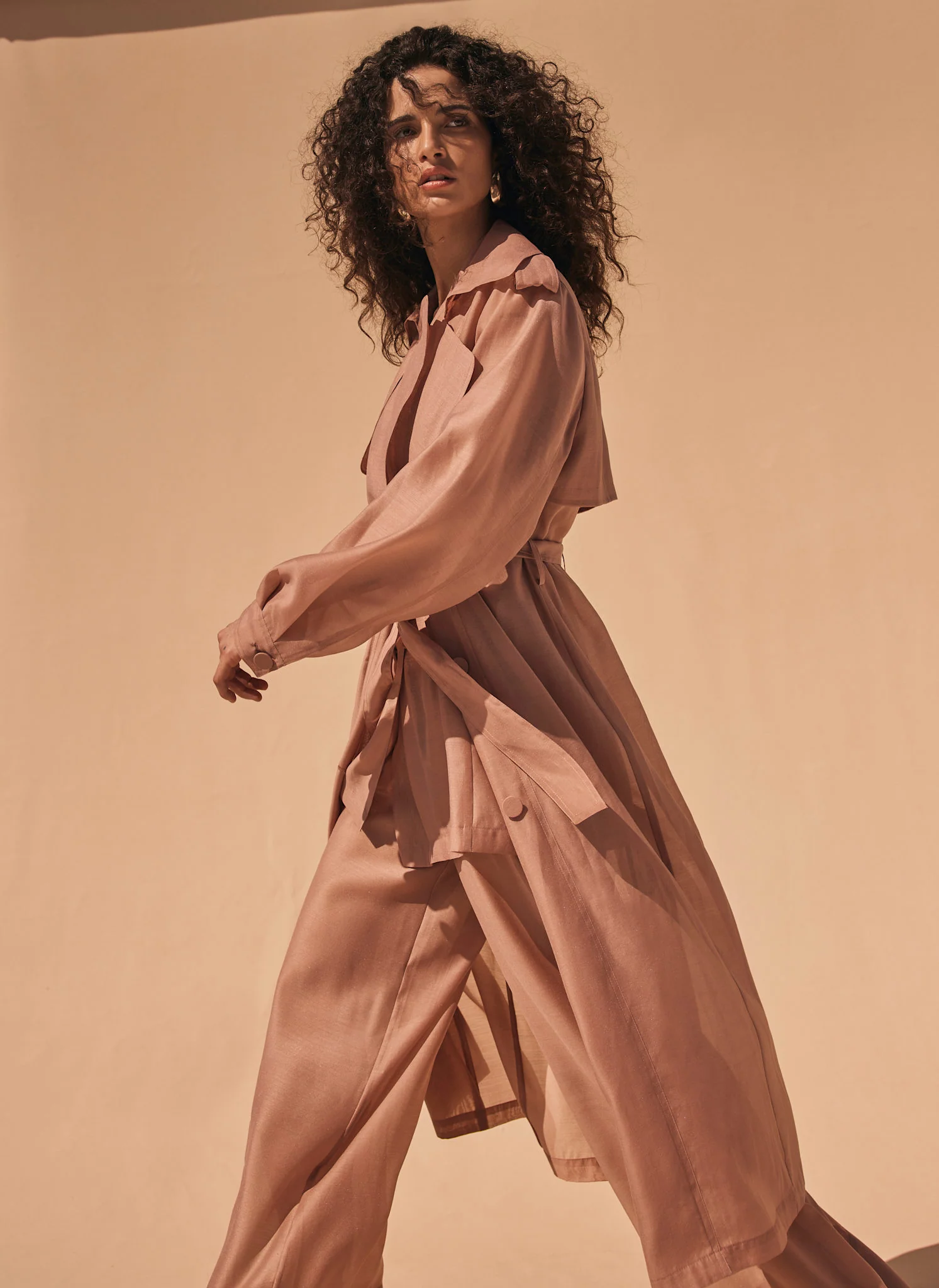 Pink Sheer Straight Trousers