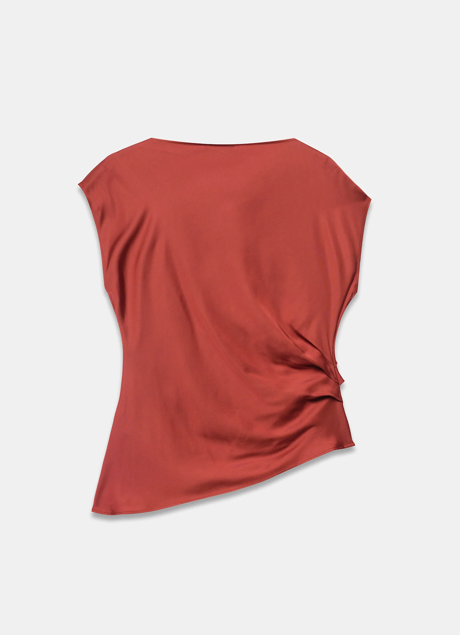 281-red-satin-ruched-asymmetric-top-8.webp Red Satin Ruched Asymmetric Top