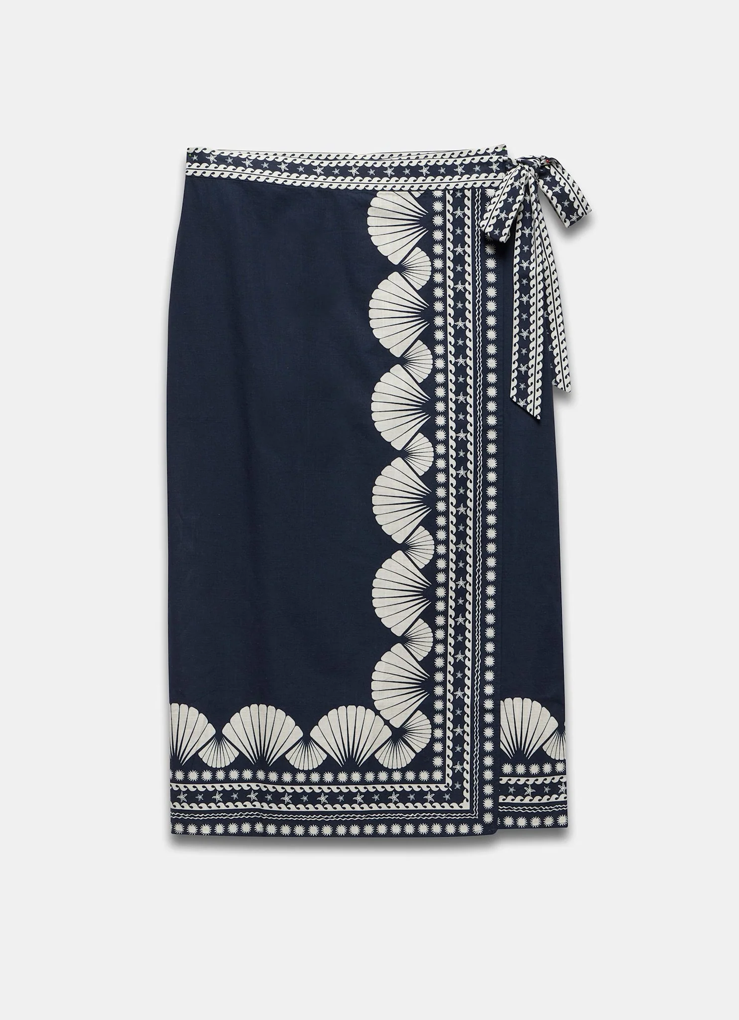 2859-navy-shell-print-wrap-skirt-6.webp Navy Shell Print Wrap Skirt
