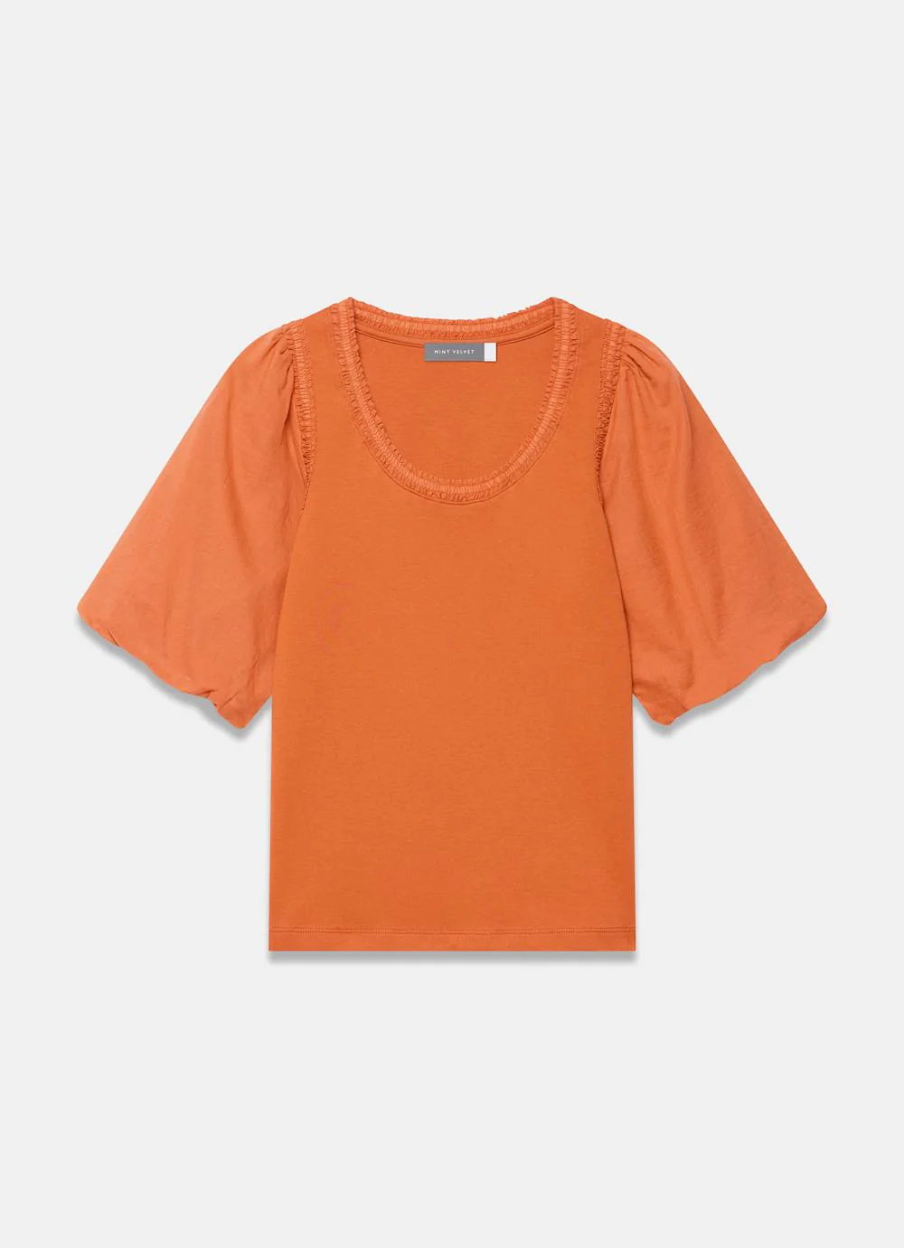 Orange Cotton Puff Sleeve Top