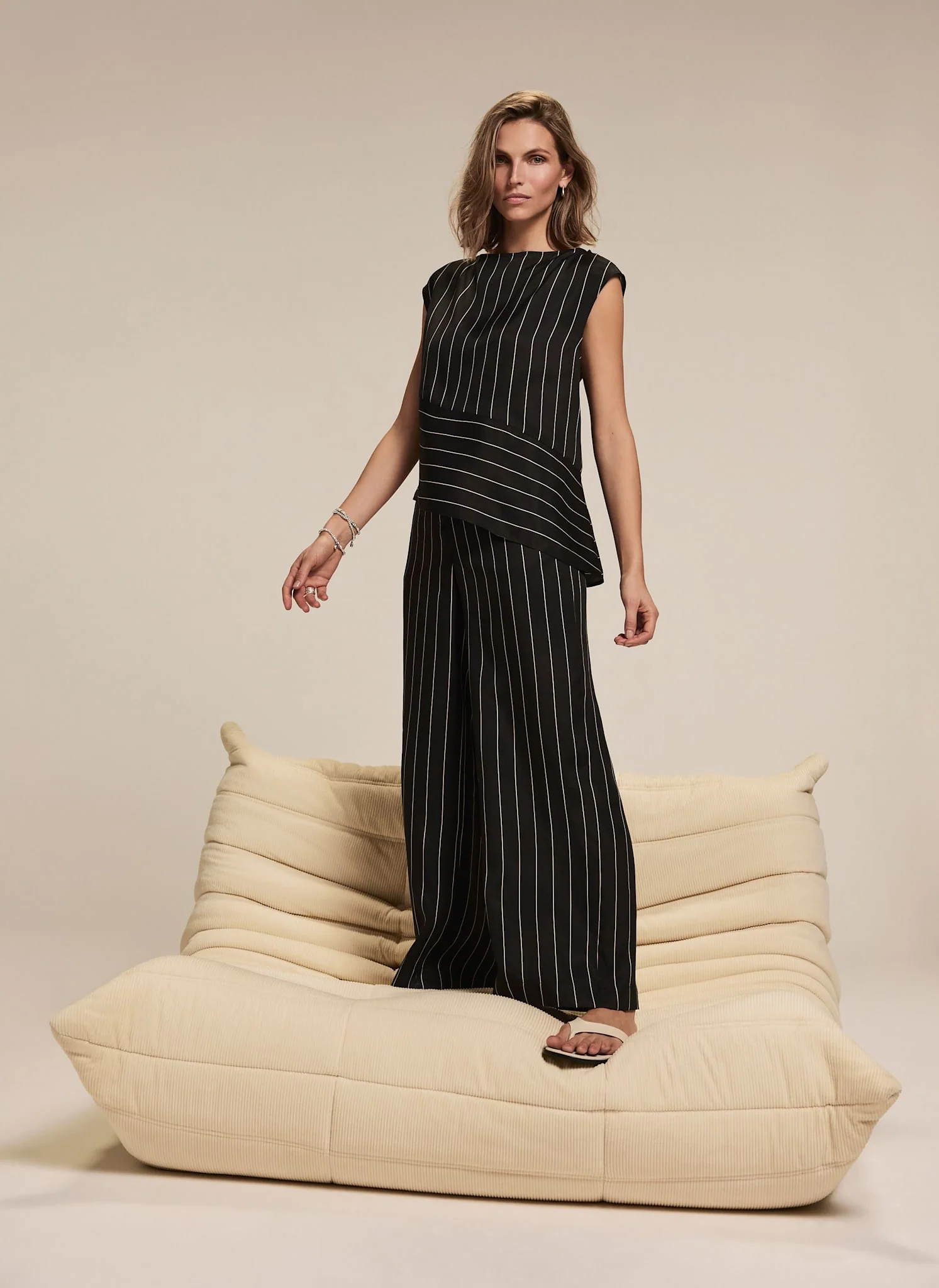 Black Striped Wide Trousers
