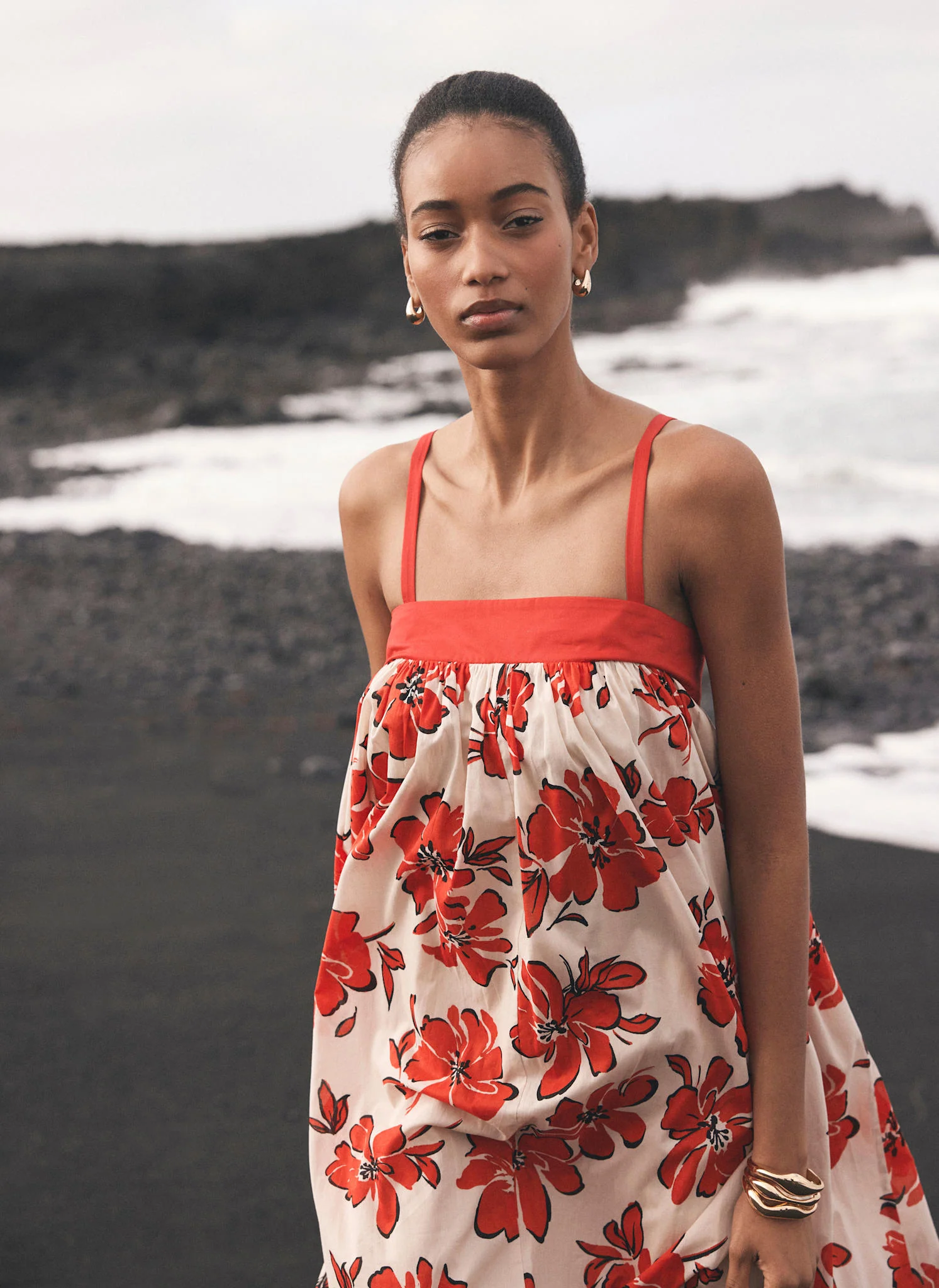 Red Floral Print Maxi Dress